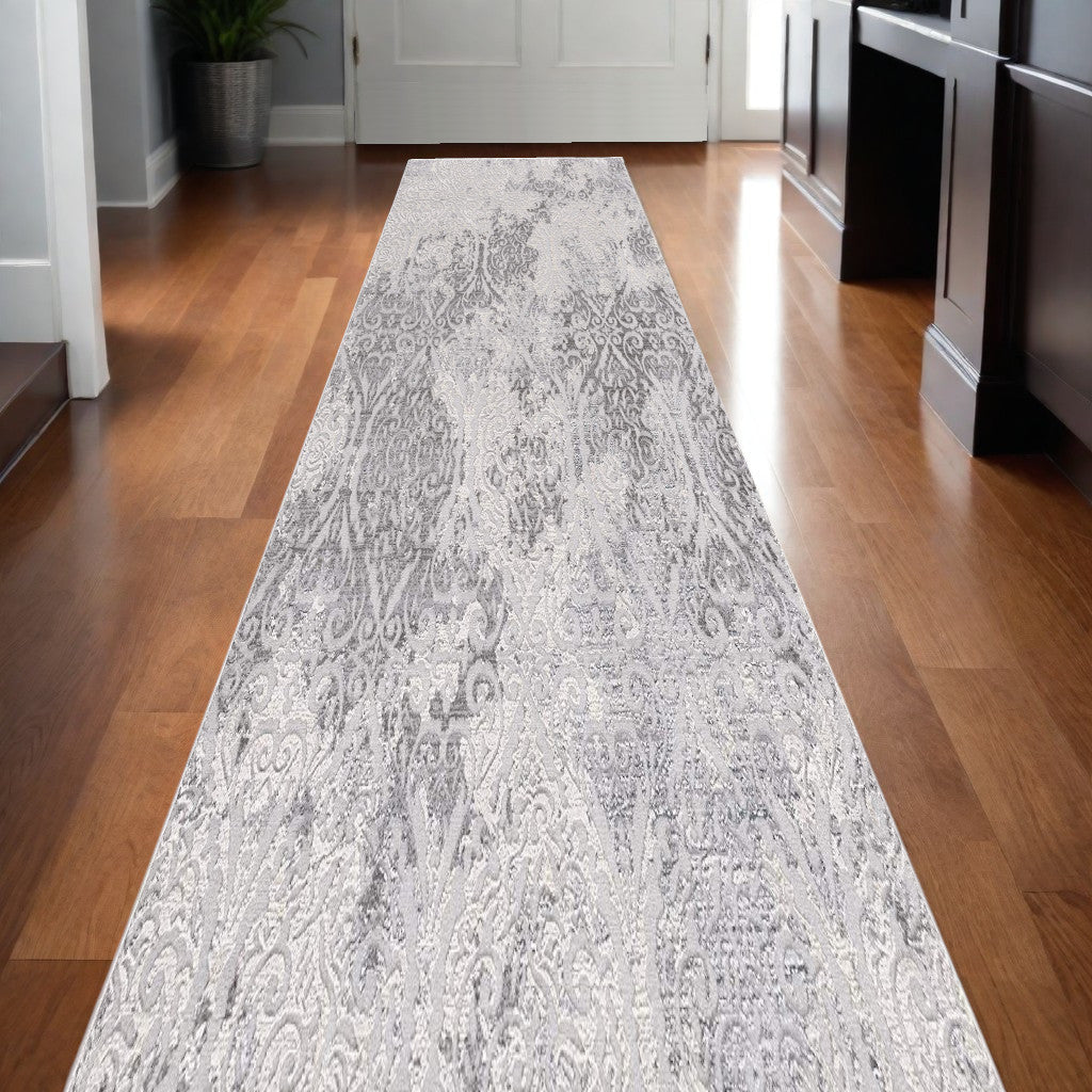 6' x 9' Gray Damask Power Loom Area Rug - Stunning Design for Home Decor Upgrade