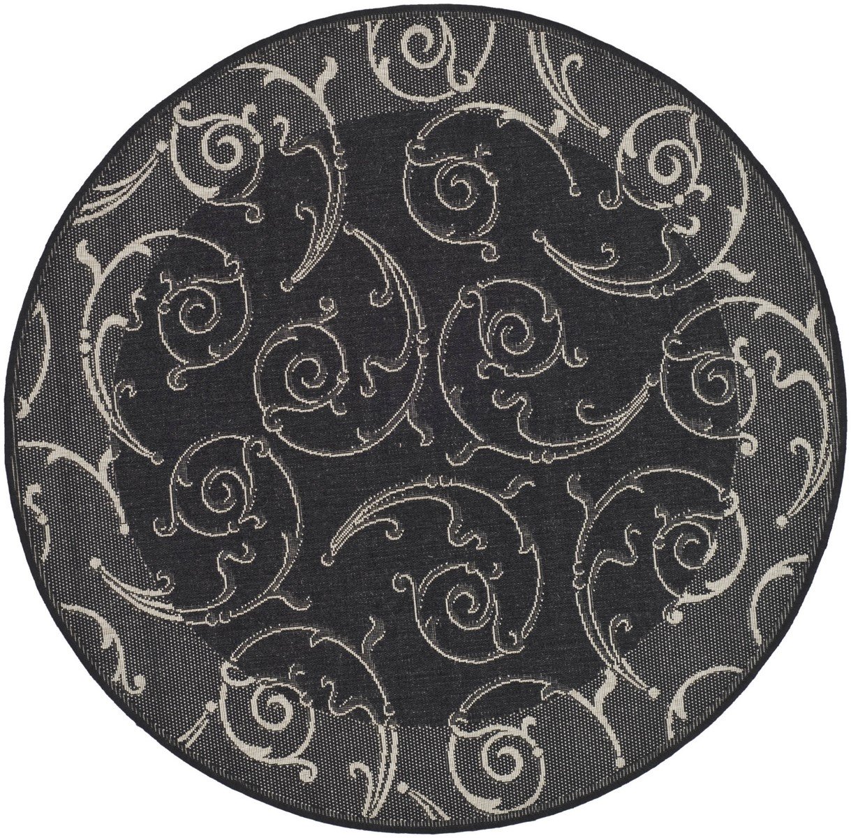 Stylish Courtyard Decor - Luxurious Power Loomed Indoor and Outdoor Area Rug Featuring an Elegant Vine Scroll Pattern