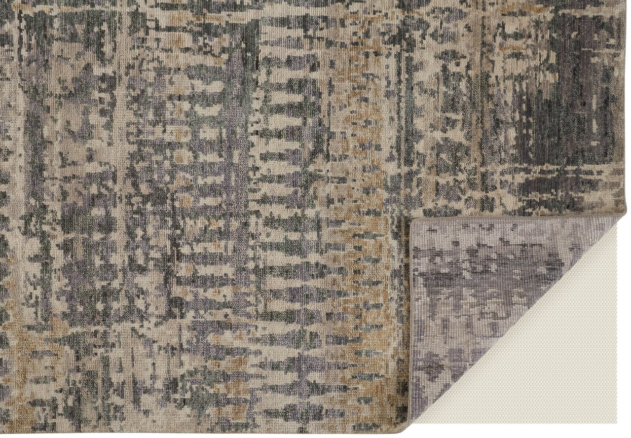 Luxurious Low-Pile Hand-Knotted Wool Rug with Abstract Geometric Patterns for Every Space