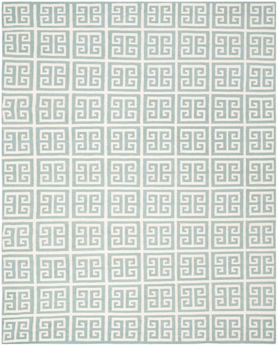 Luxurious Hand-Woven Dhurrie Rug with Timeless Geometric Patterns in Wool and Banana Silk
