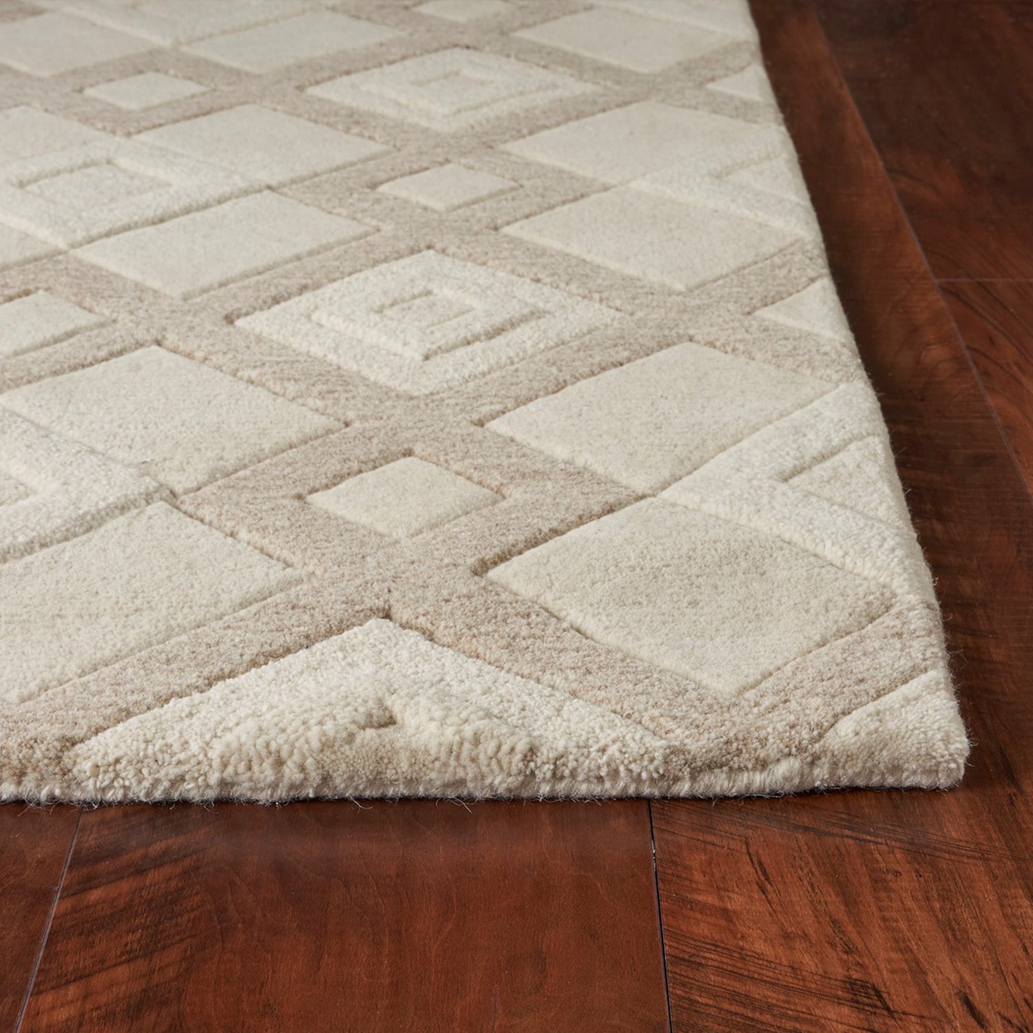 8' x 11' Ivory Wool Geometric Hand-Tufted Area Rug for Elegant Home Decor