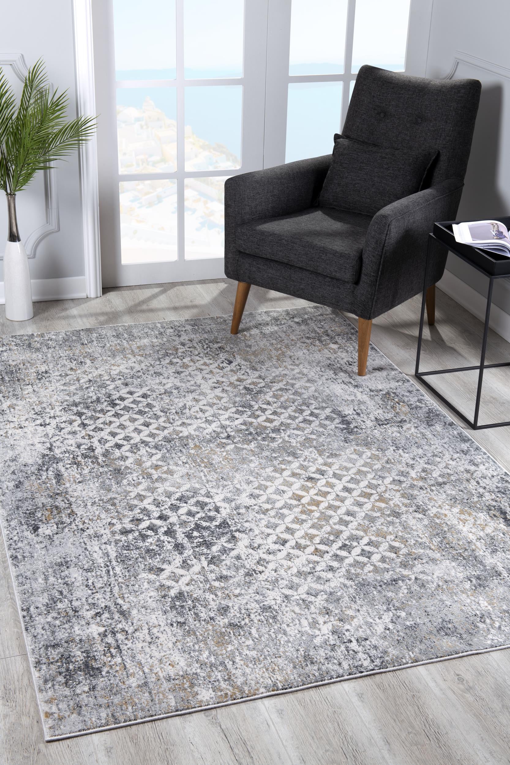 Stylish and Elegant Gray and Ivory Distressed Abstract Runner Rug for Modern Interior Spaces to Elevate Your Home Décor