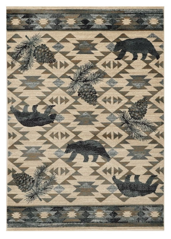 Elegant Ivory and Blue Machine-Woven Montana Area Rug for Lodge-Style Home Decor to Transform Your Living Space