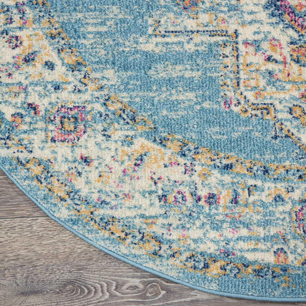 Light Blue Southwestern Power Loom Area Rug - Comfortable and Elegant for Your Space