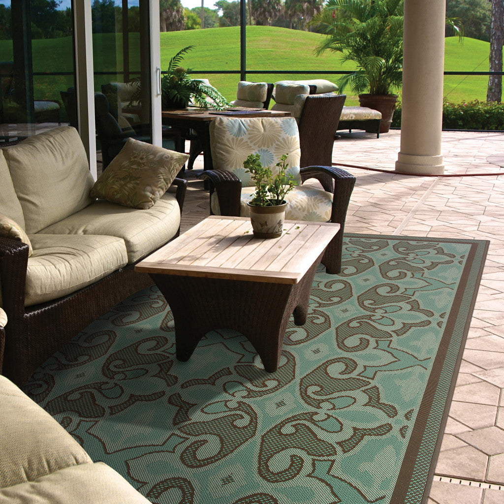 Stylish and Comfortable Blue Oriental Stain-Resistant Indoor-Outdoor Area Rug for Any Living Space