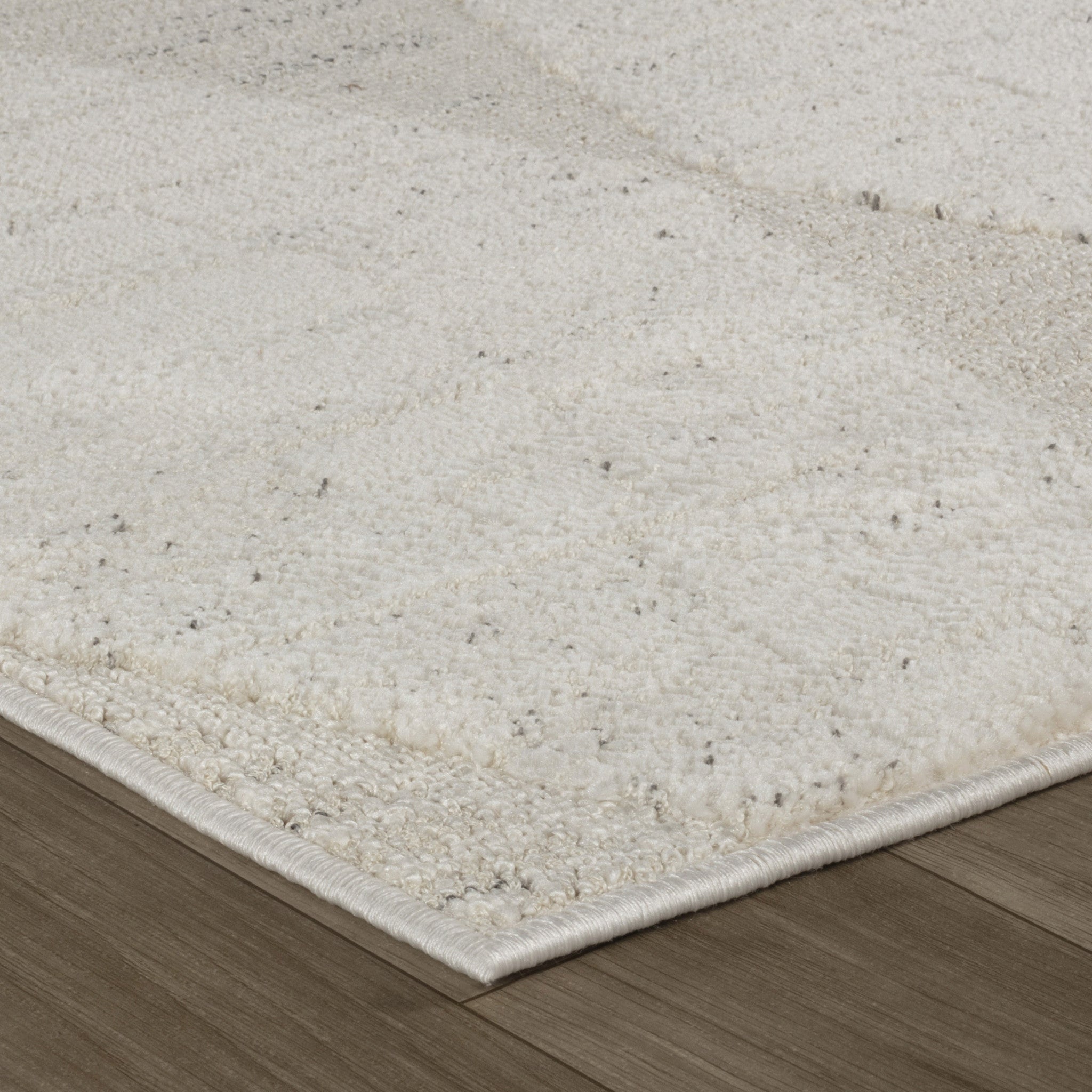 8-Foot by 11-Foot Cream and Beige Geometric Distressed Area Rug for Indoor Spaces - Stain Resistant, Ideal for Kids and Pets