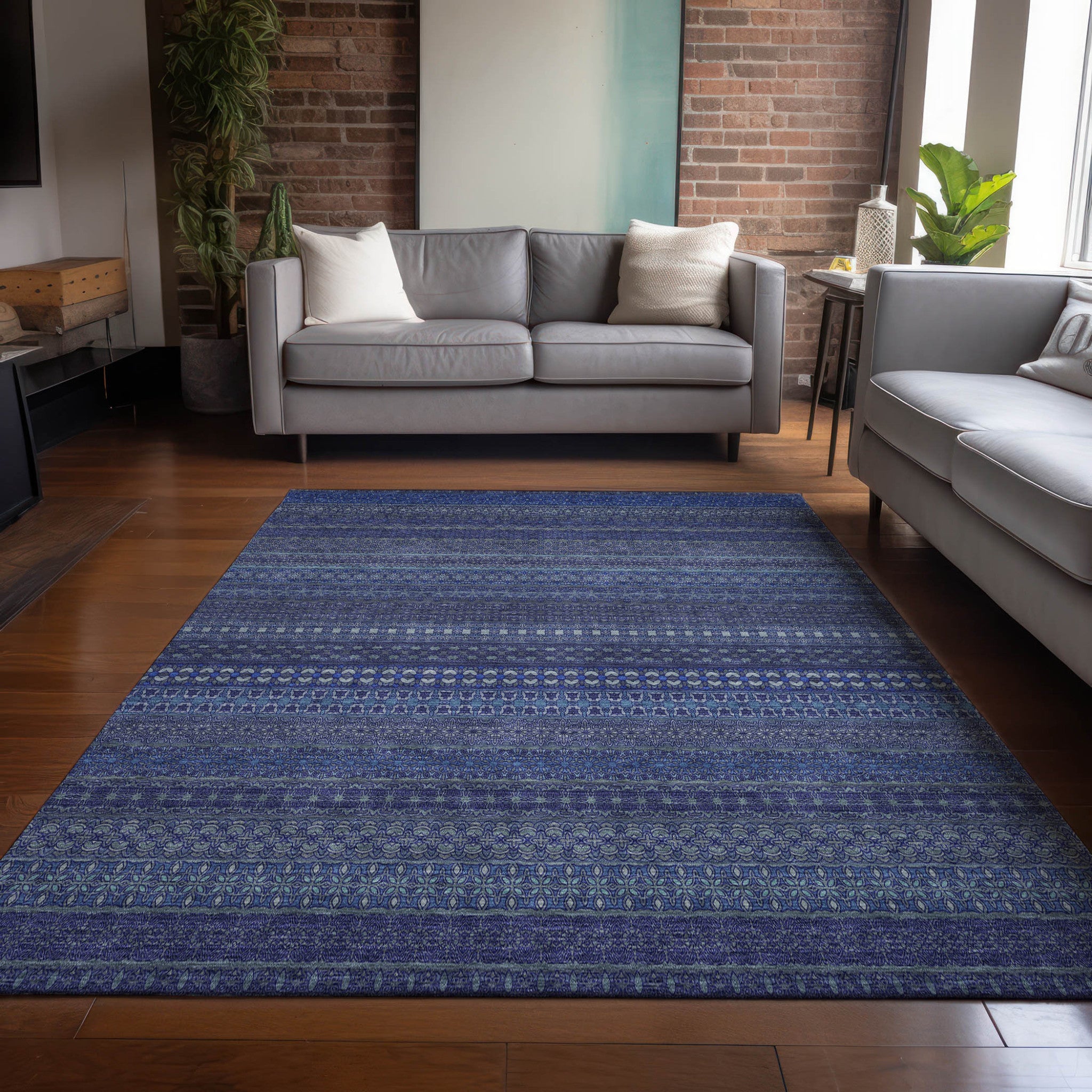 Artichoke Green Striped Indoor-Outdoor Runner Rug: Stain-Resistant, Washable & Stylish