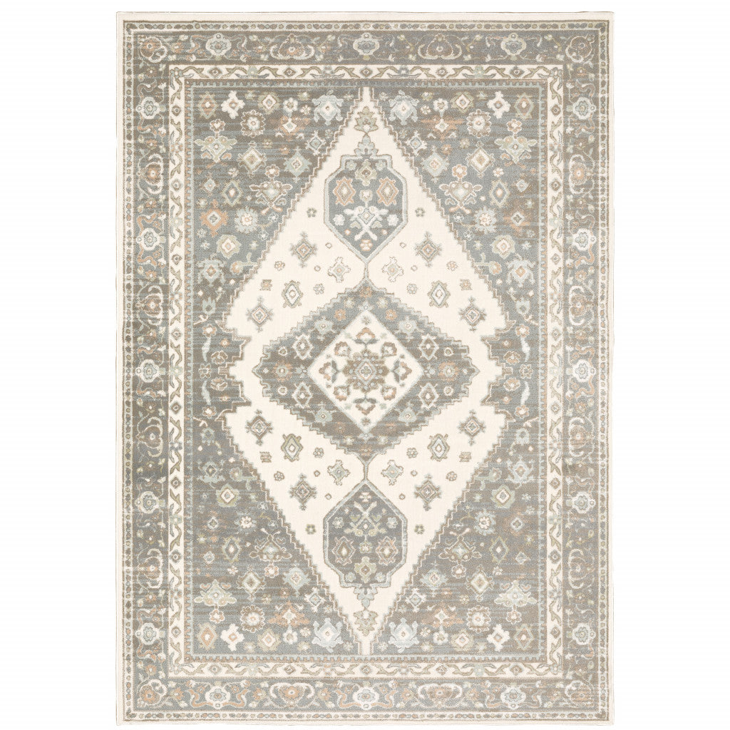 High - Quality Stain - Resistant Oriental Style Area Runner Rug in Elegant Shades of Grey, Salmon Pink, and Brown for Every Room