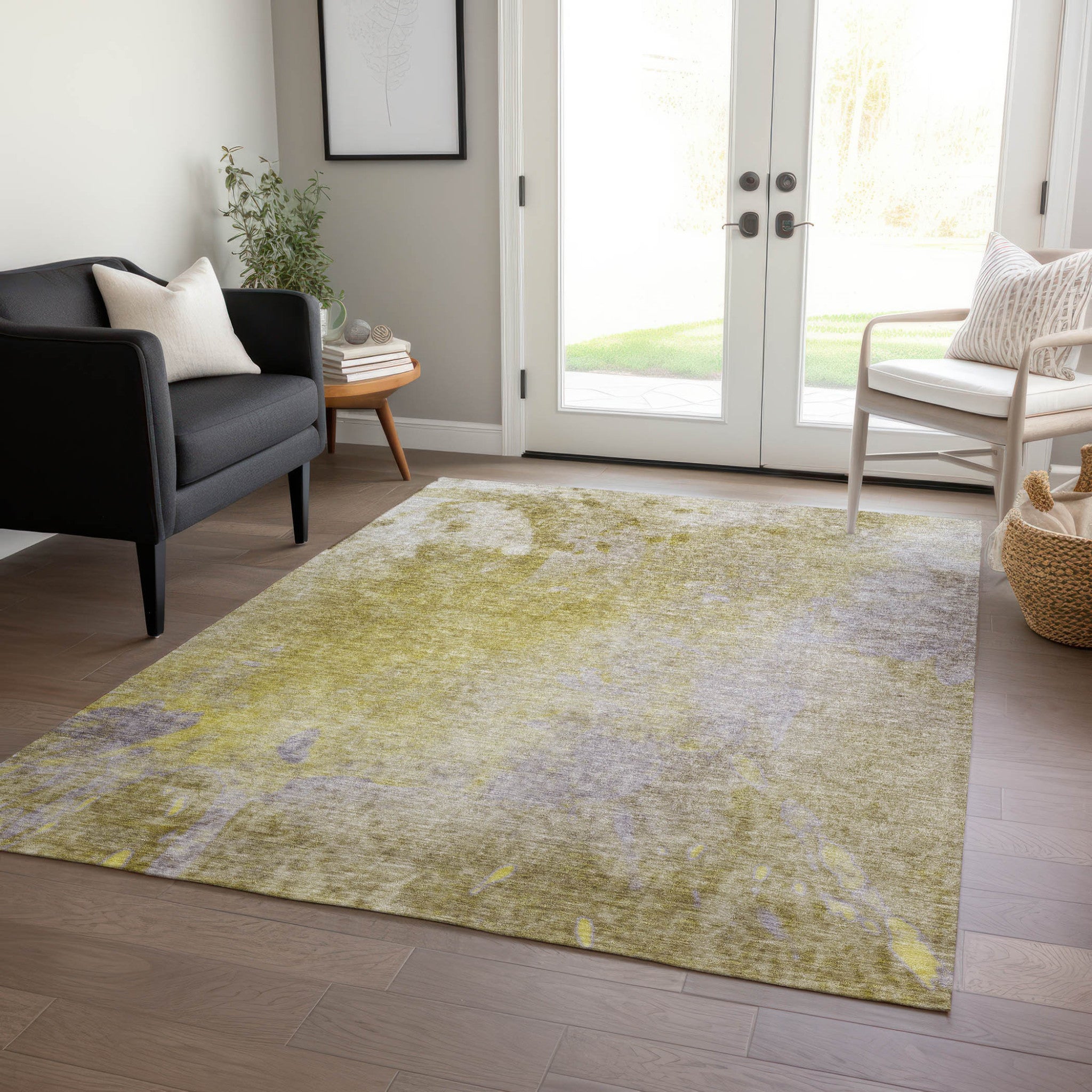 Stylish Washable & Stain-Resistant Indoor-Outdoor Abstract Runner Rug