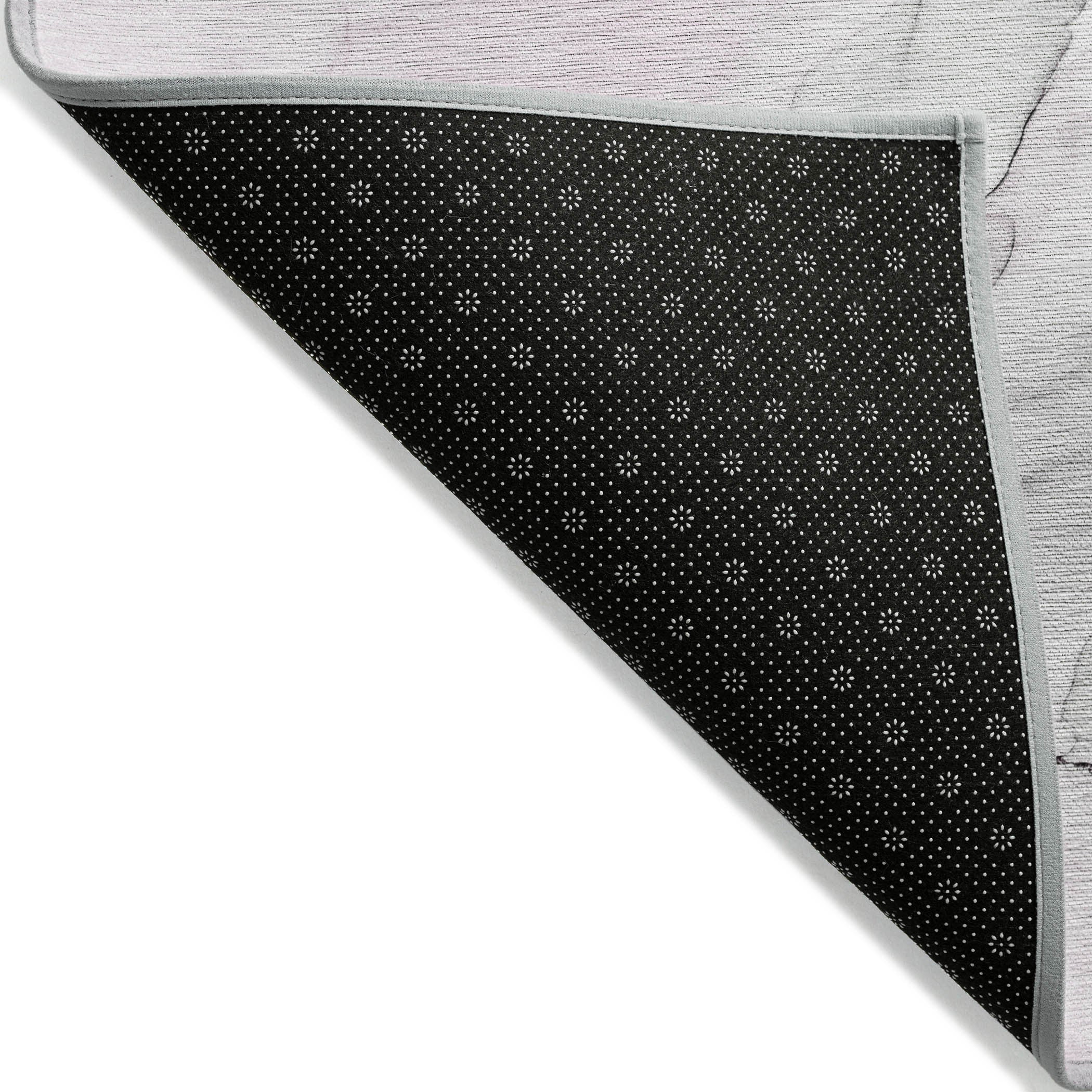 Stylish Washable Gray and Pink Abstract Runner Rug for Indoor & Outdoor, Stain-Resistant