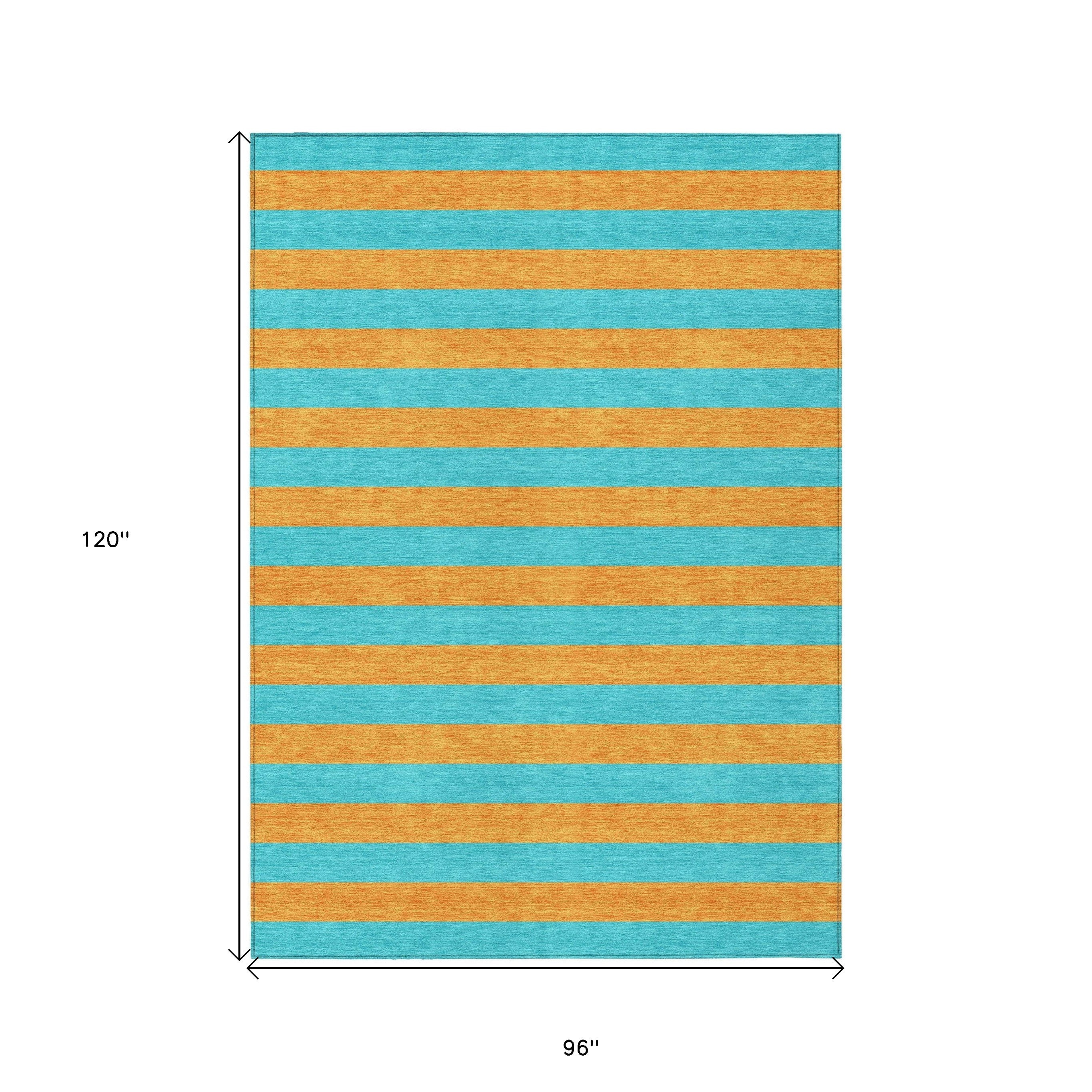 Stylish Washable and Stain - Resistant Coffee Striped Indoor - Outdoor Runner Rug