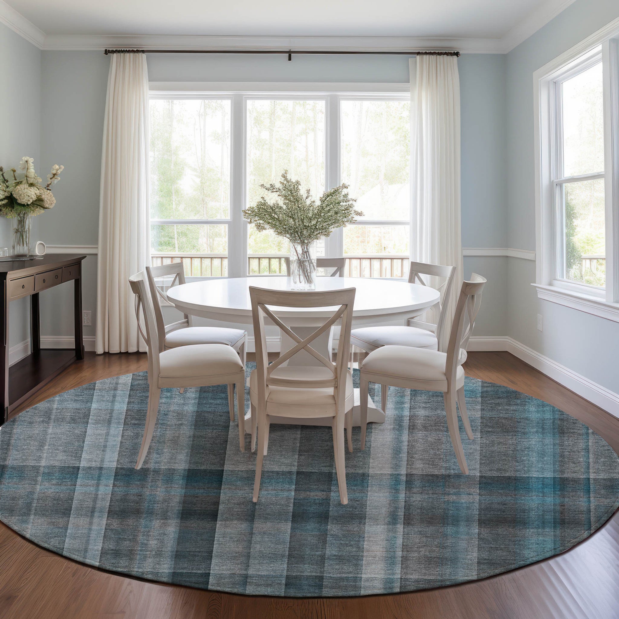 Stylish and Versatile Gray Plaid Indoor Outdoor Washable Runner Rug with Non-Skid and Stain Resistant Features for Decorating Your Space