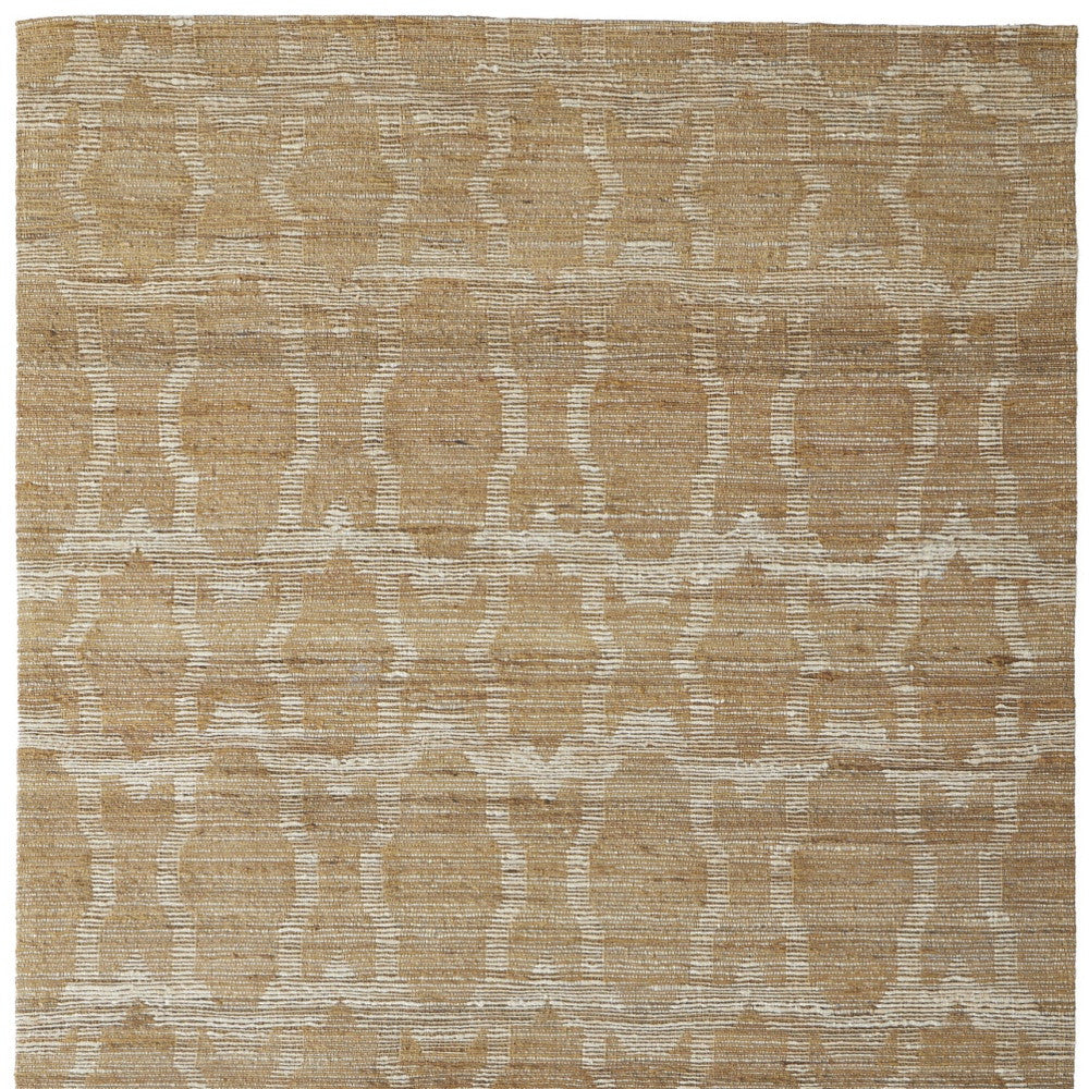 Stylish Hand-Woven Tan and Ivory Geometric Area Rug for Your Living Space