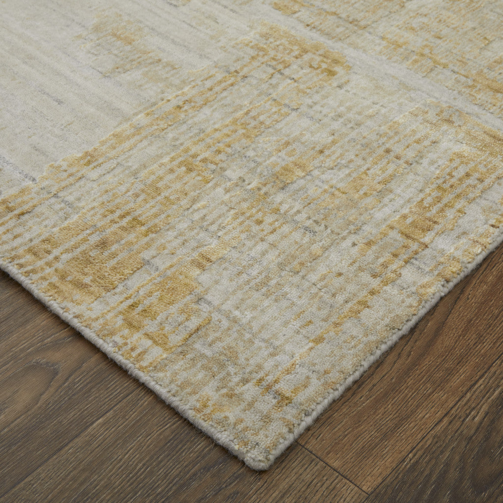 Unique Hand-Woven Ivory & Yellow Abstract Area Rug to Warm Up Your Home