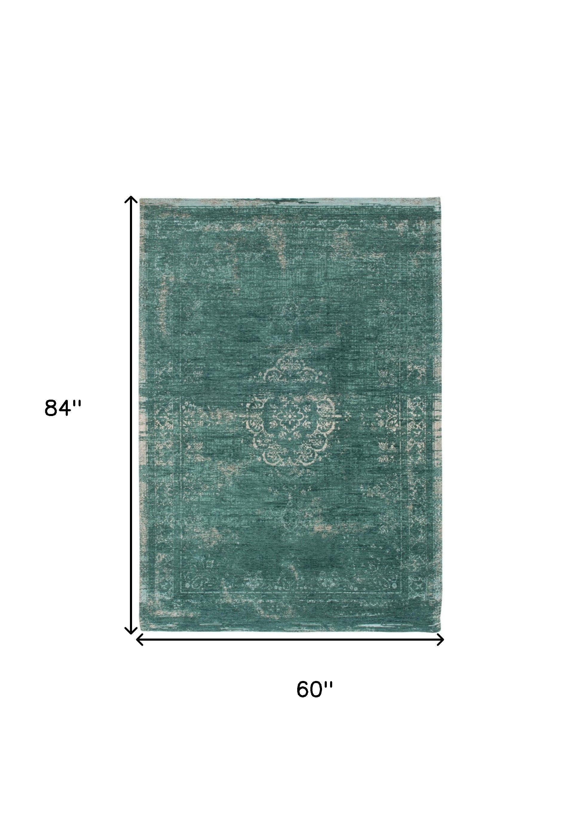 Cozy 6' x 8' Gray and Green Medallion Non-Slip Area Rug for Stylish Home Decor