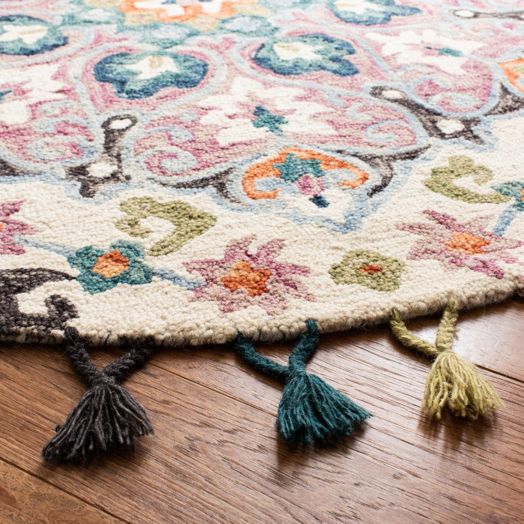 Luxurious Hand-Tufted Round Wool Pile Rug from India for Home Decor