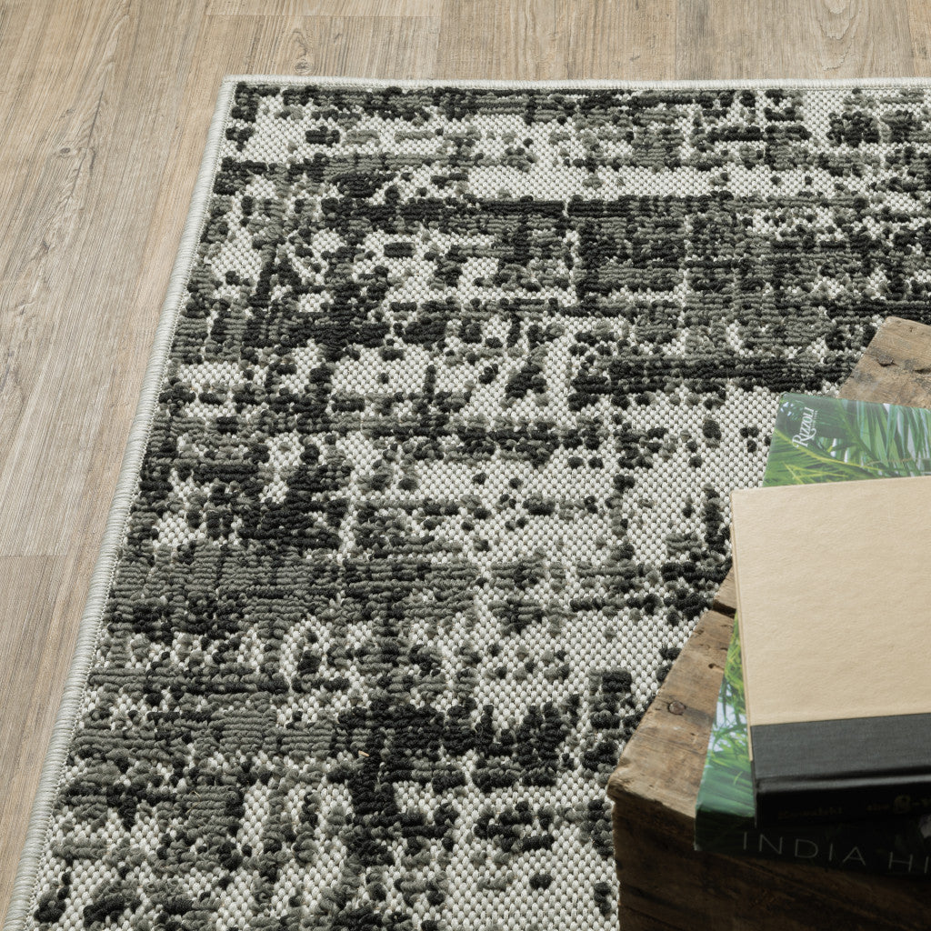 Stylish and Durable Stain-Resistant Indoor-Outdoor Area Rug with Beige and Black Abstract Design