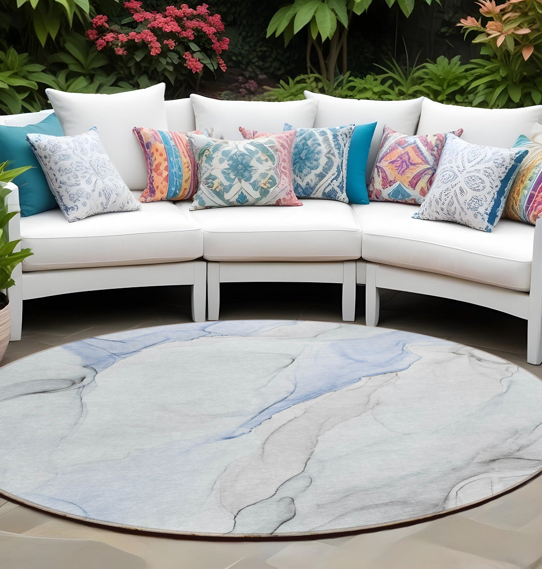 Stylish Washable Gray and Pink Abstract Runner Rug for Indoor & Outdoor, Stain-Resistant