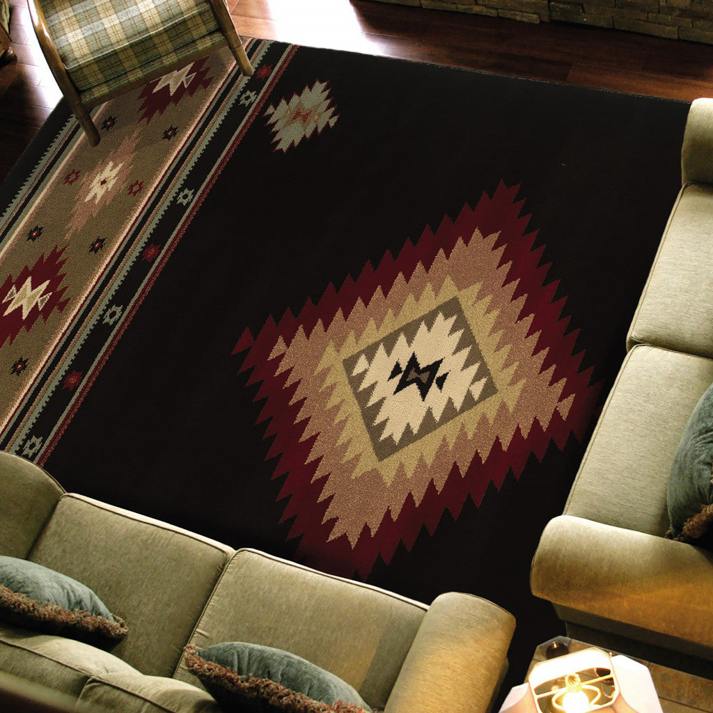 Exquisite Red and Beige Ikat Design Durable Modern - Boho Runner Rug