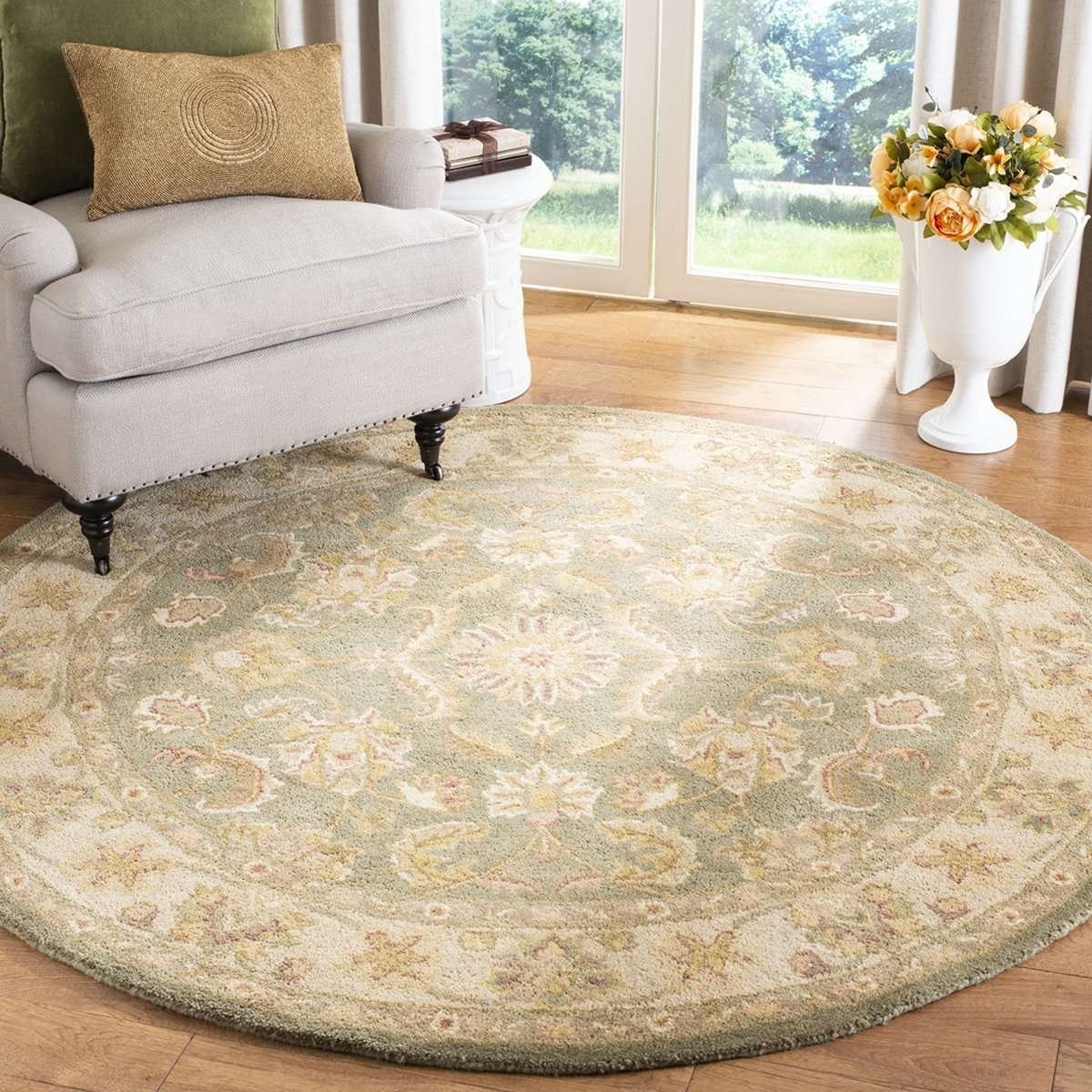 Exquisite 19th Century Persian-Inspired Hand-Tufted Wool Floor Rug with Enduring Allure