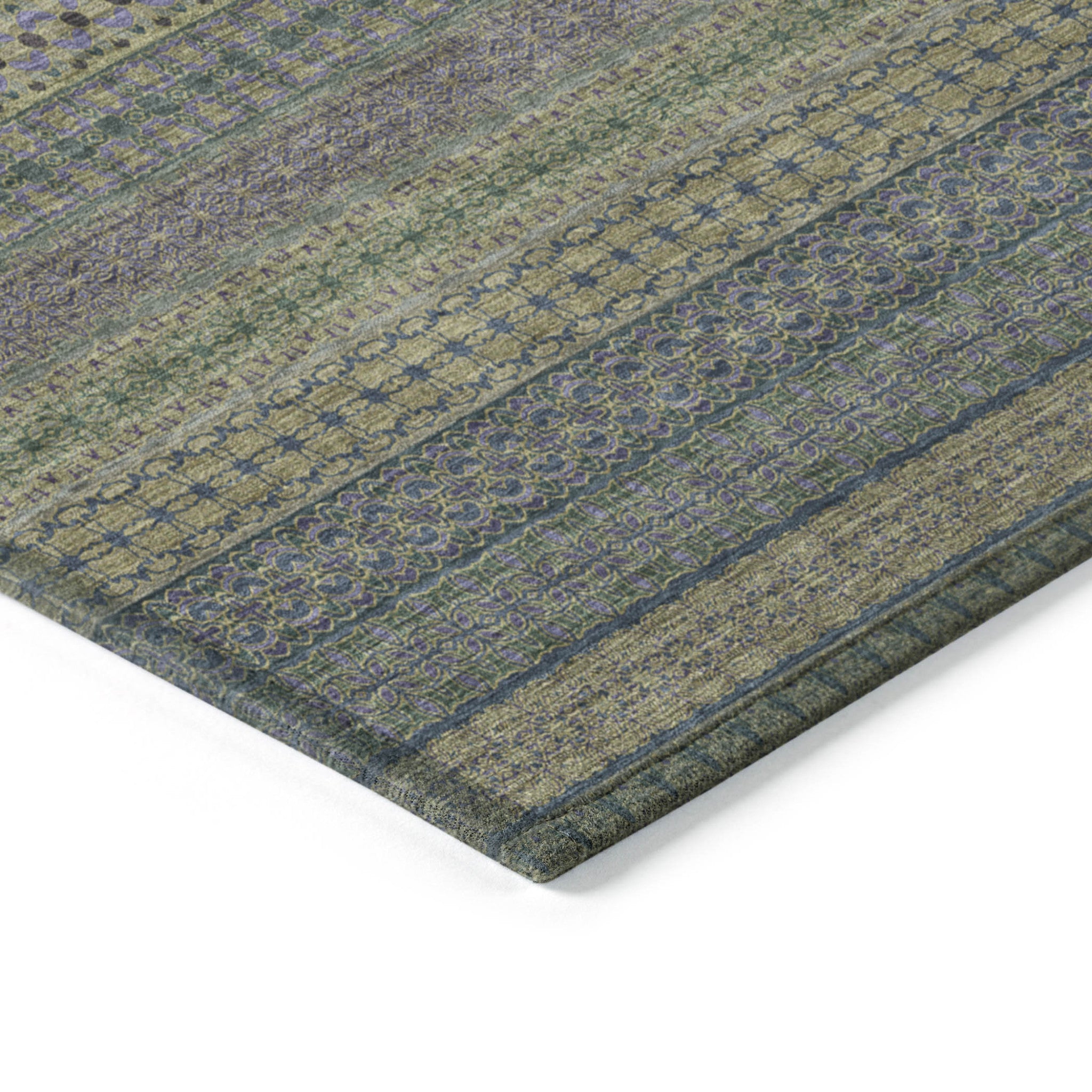 Artichoke Green Striped Indoor-Outdoor Runner Rug: Stain-Resistant, Washable & Stylish