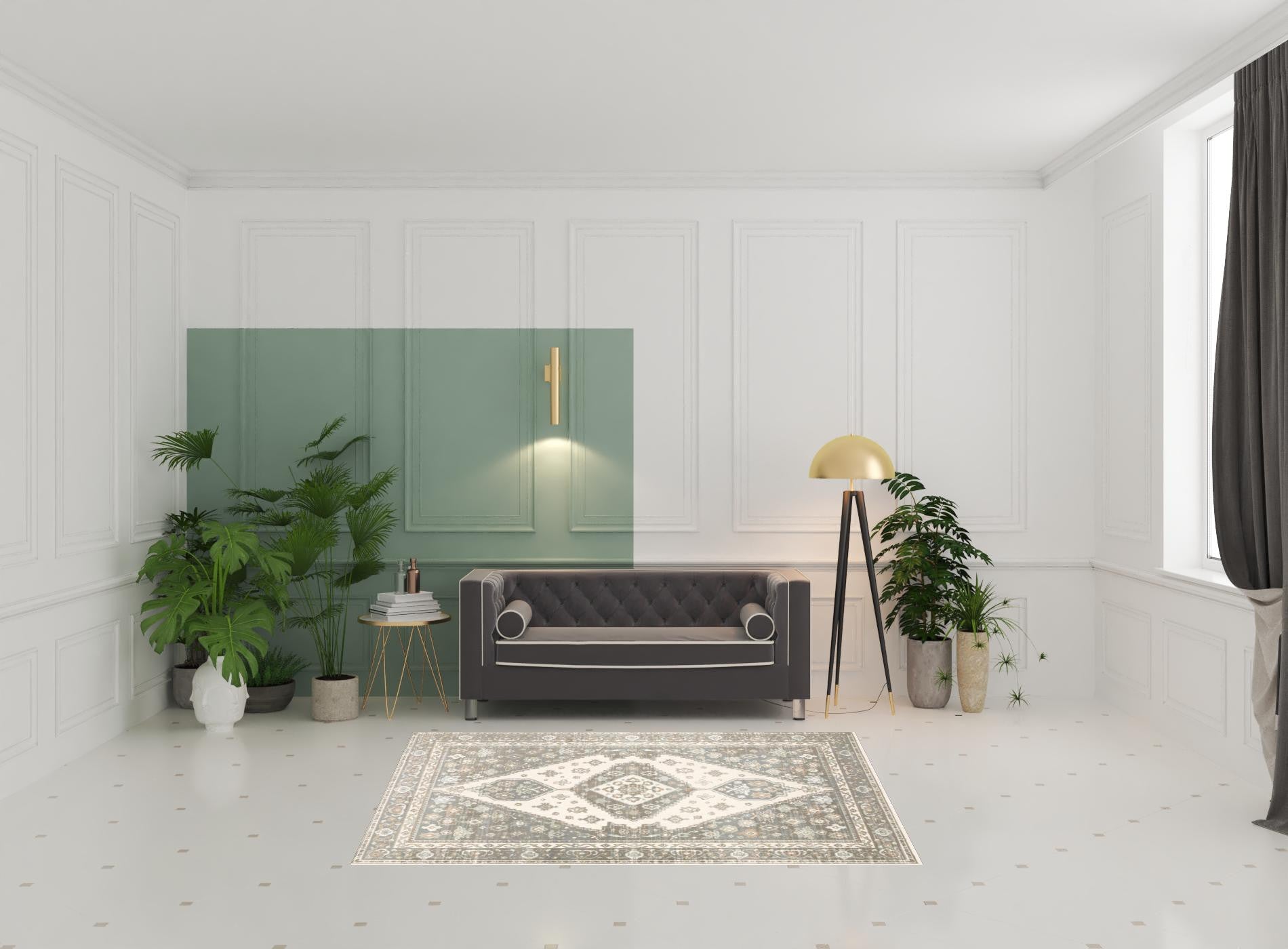 High - Quality Stain - Resistant Oriental Style Area Runner Rug in Elegant Shades of Grey, Salmon Pink, and Brown for Every Room