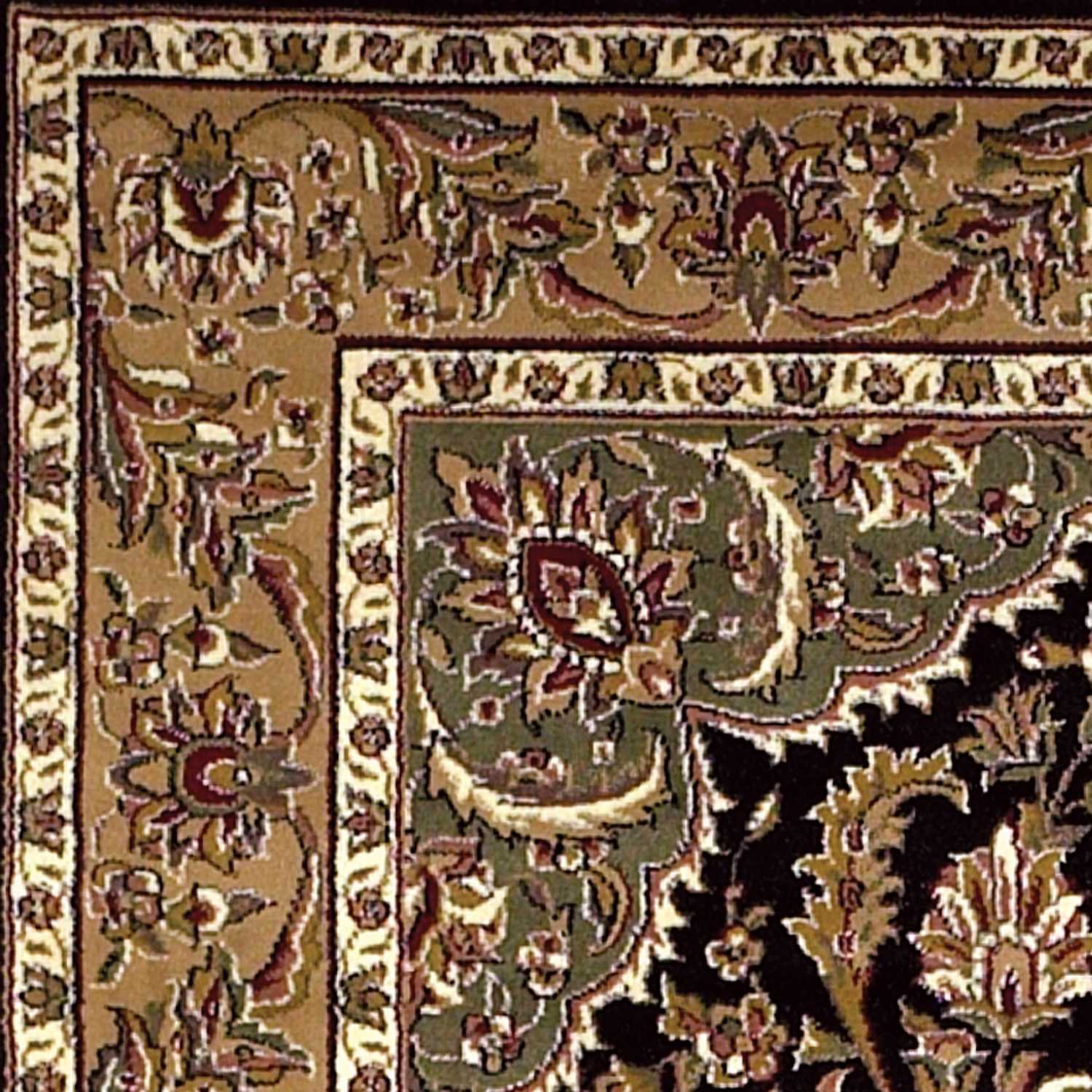 Exquisite Black/Beige Kashan Medallion Area Rug for Stylish Home Décor