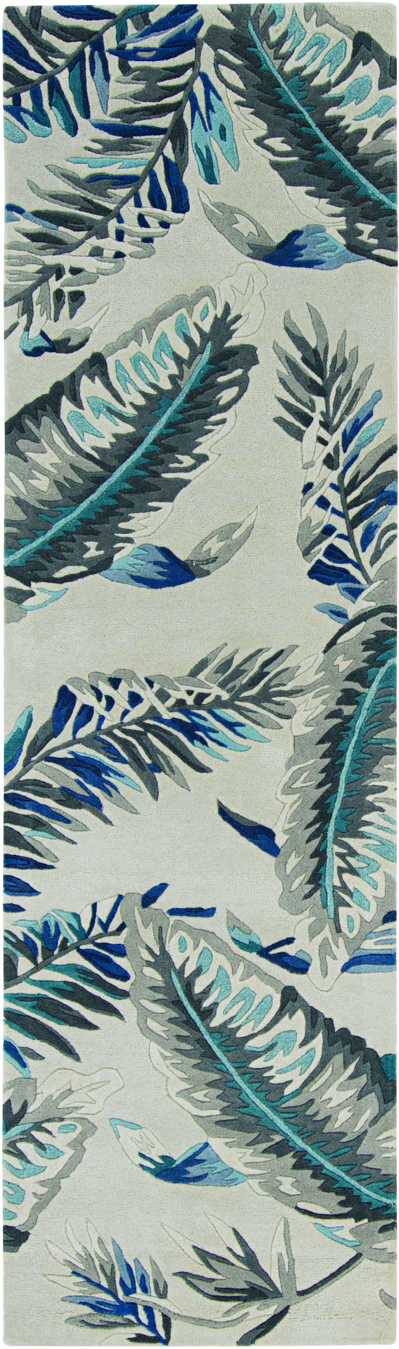 Exquisite Tropical Hand-Tufted Wool Area Rug with Lush Designs and Rich Blue-Gray Colors for Creating a Warm and Inviting Home Oasis