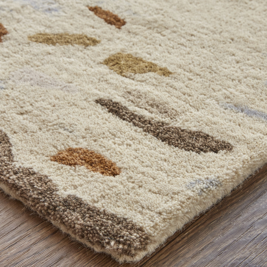 Stain-Resistant Plush Wool Abstract Area Rug for Family Homes with Kids & Pets