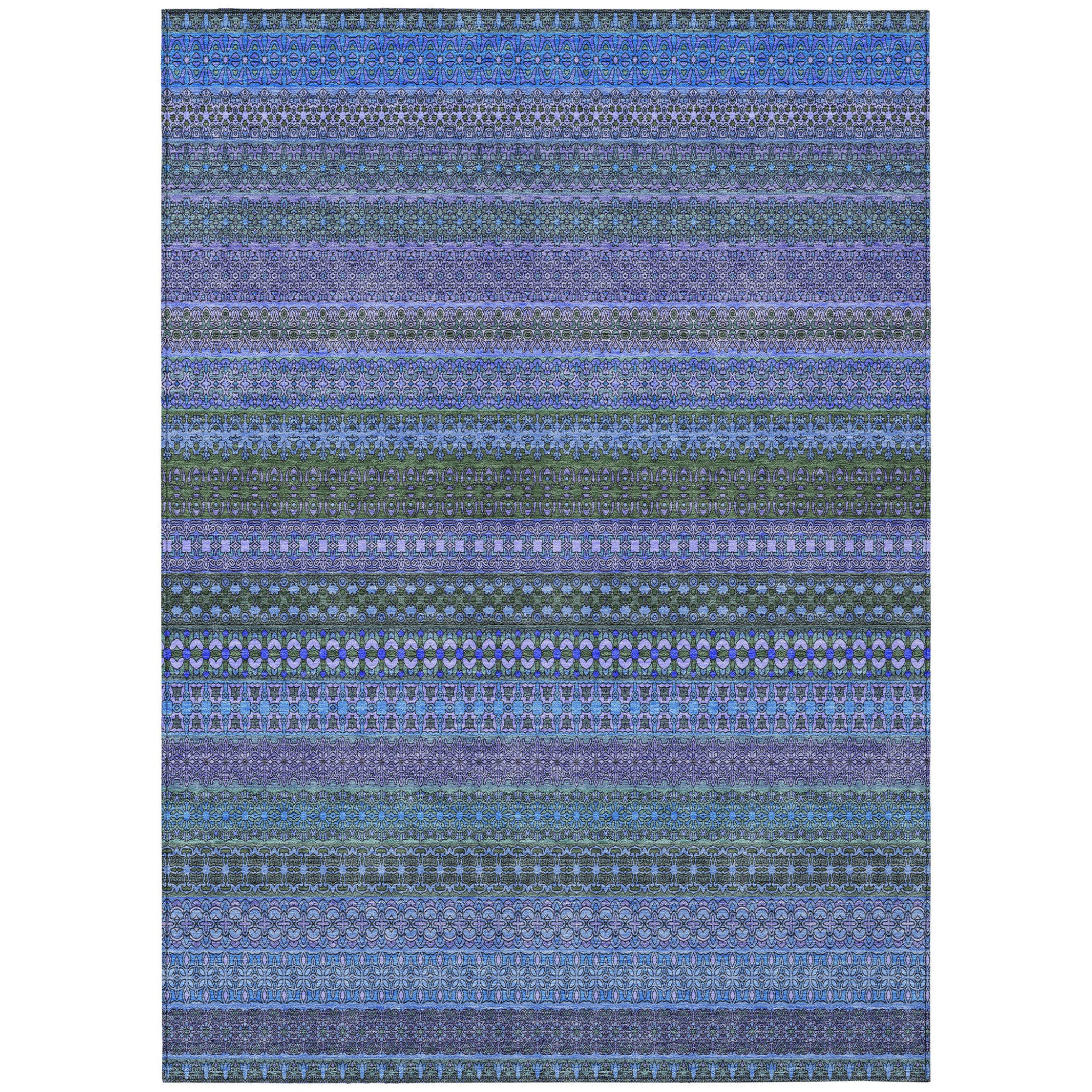 Artichoke Green Striped Indoor-Outdoor Runner Rug: Stain-Resistant, Washable & Stylish
