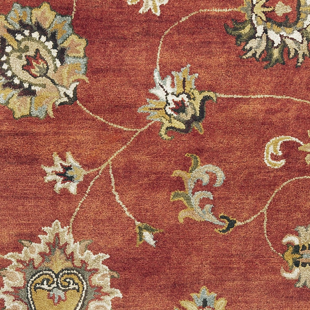 Exquisite Hand-Tufted Wool Floral Medallion Area Rug in Sienna Gold and Green for Elegant Living Spaces