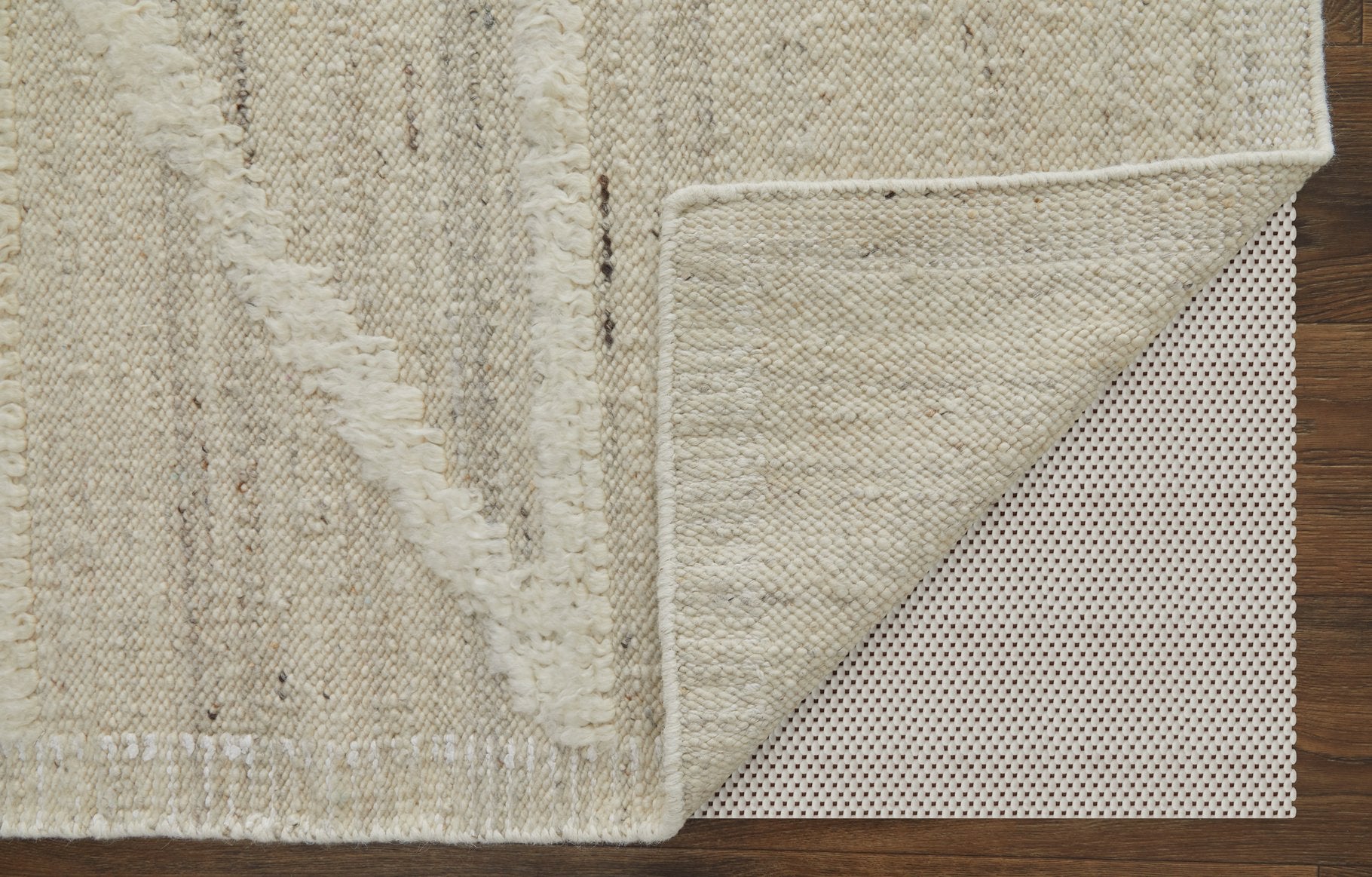 Exquisite Ashby Hand-Woven Wool Floor Rug with a Timeless and Sophisticated Geometric Design in Soft Muted Neutrals for Elegant Interior Spaces