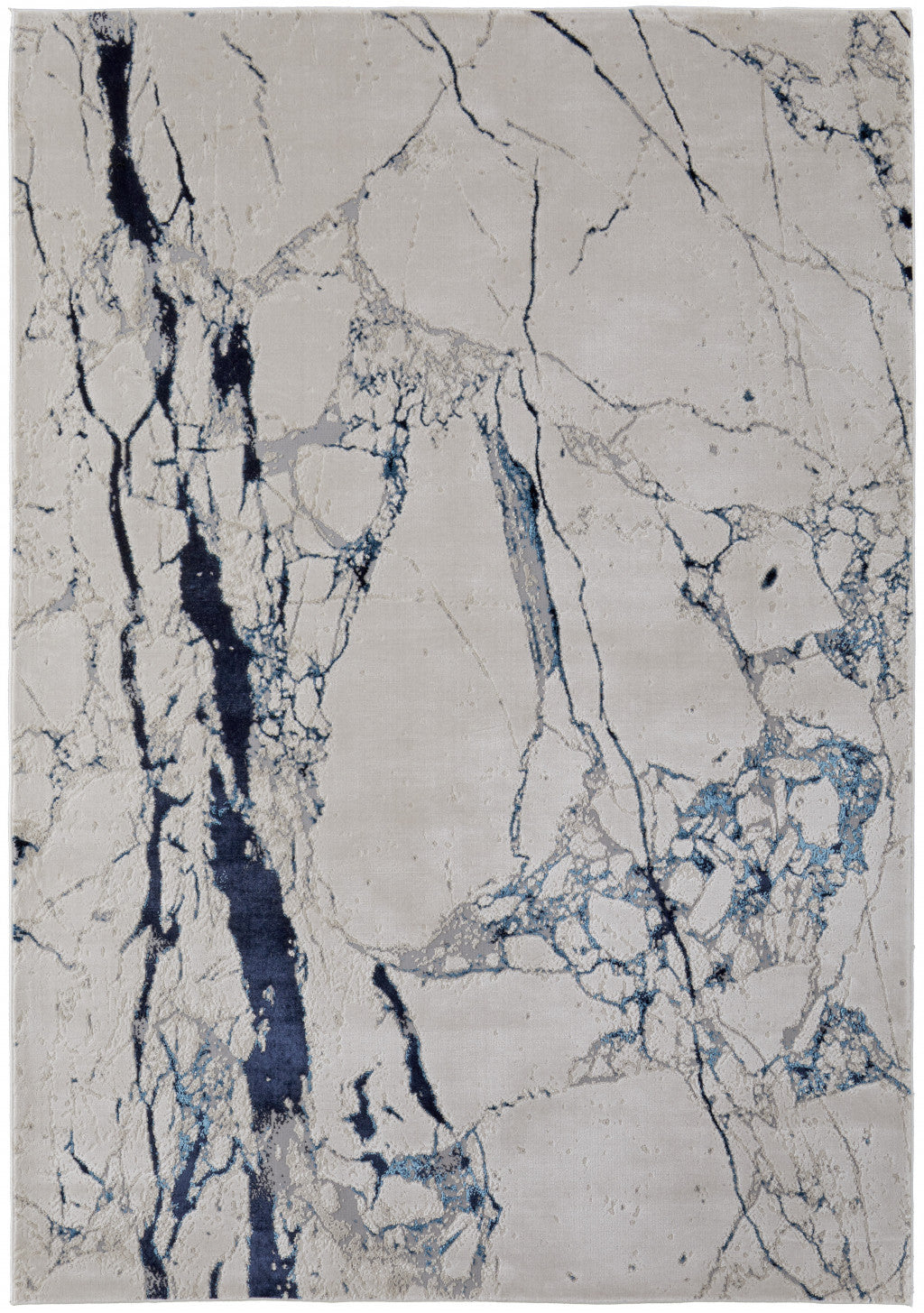 Elegant Ivory and Blue Marble Design Stain-Resistant Area Rug for Stylish and Comfortable Living Spaces