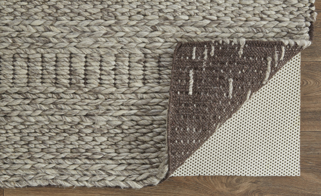 Exquisite Hand - Woven Gray and Ivory Wool Area Rug with Stain - Resistant Feature for Elegant Living Spaces