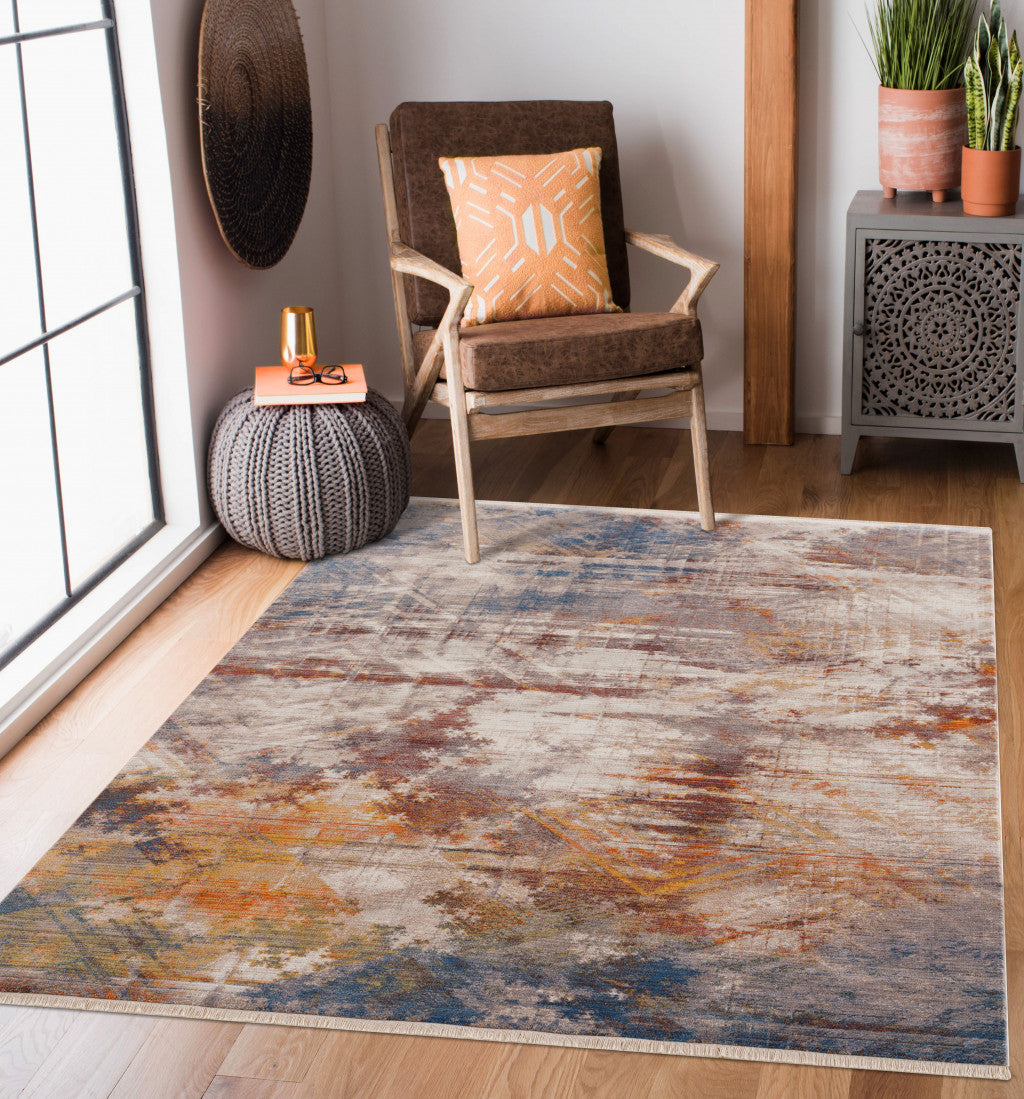 Stylish and Comfortable Gray Abstract Distressed Area Rug for Home Decoration - Enhance Your Living Space with Quality Design