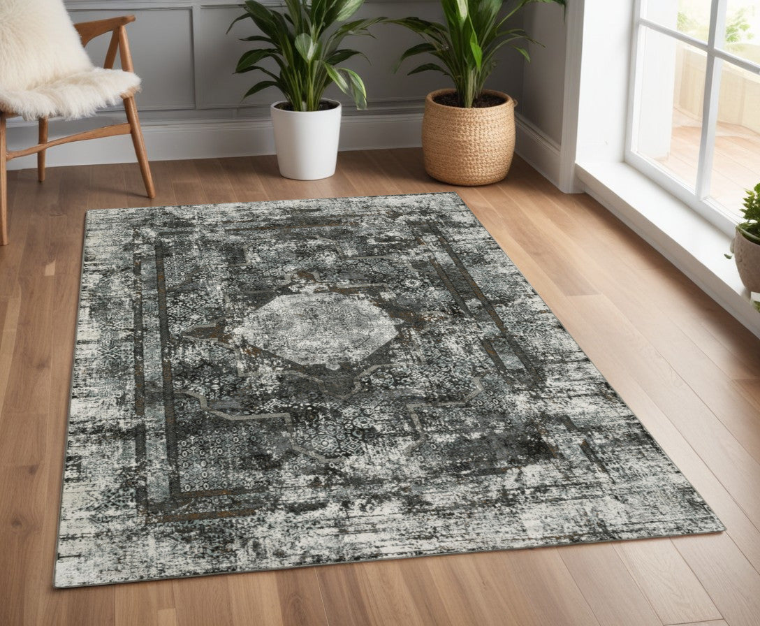 Exquisite Stain-Resistant Oriental Runner Rug in Charcoal and Rust Design for Elegant and Sophisticated Interior Spaces
