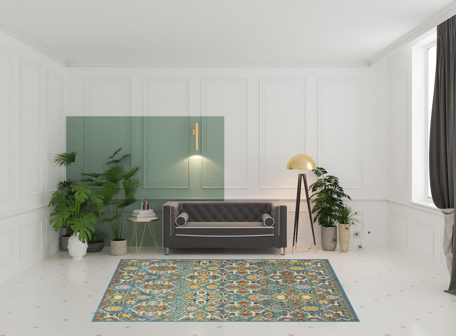 Exquisite 7' x 10' Blue Floral Power - Loomed Area Rug for Home Décor Upgrade