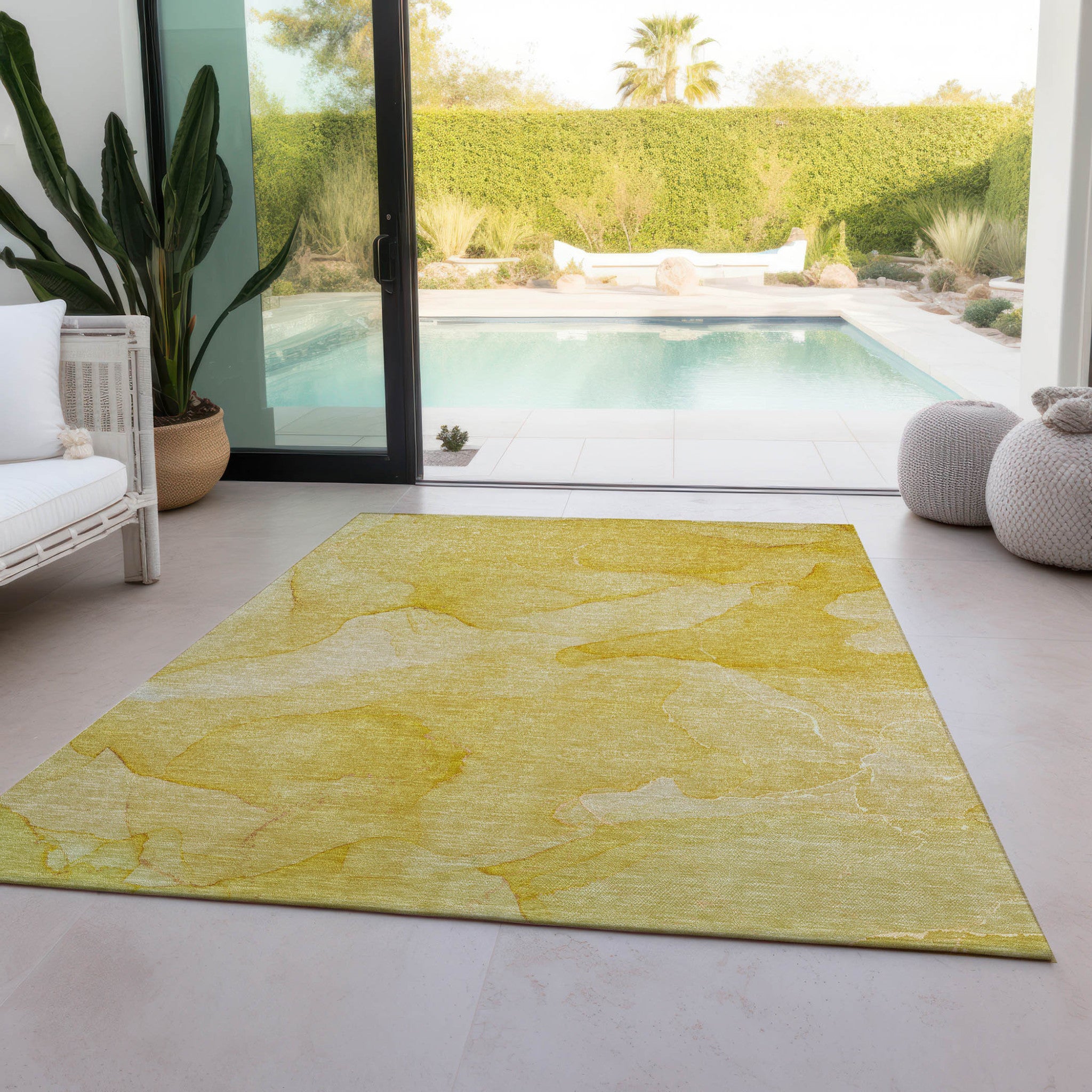 Stylish Blue Washable Abstract Runner Rug for Indoor & Outdoor Use, Stain-Resistant