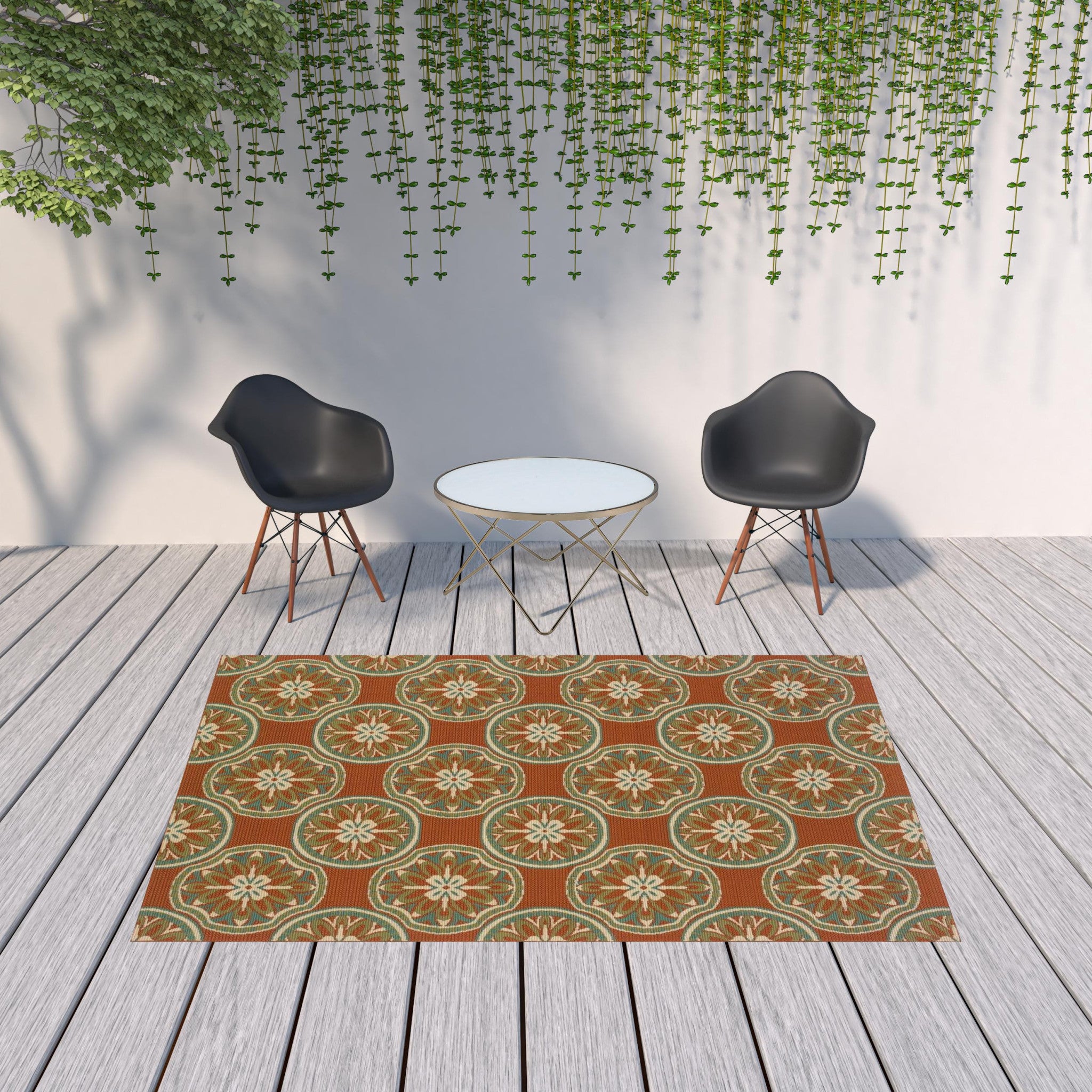 Exquisite Stain-Resistant Floral Outdoor and Indoor Area Rug in Brown, Blue, and Ivory Design for Elegant Spaces