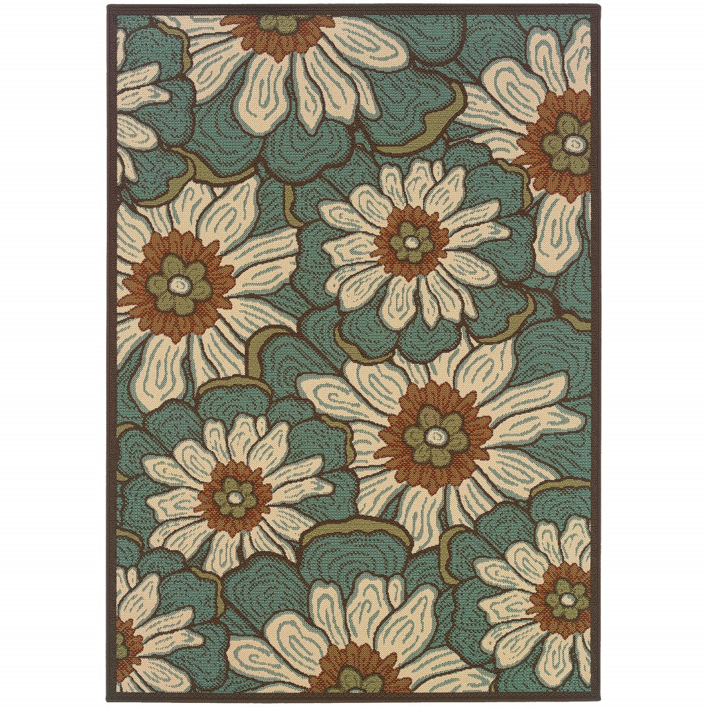 Stylish and Water-Resistant Vibrant Blue Polypropylene Outdoor and Indoor Area Rug for All Spaces