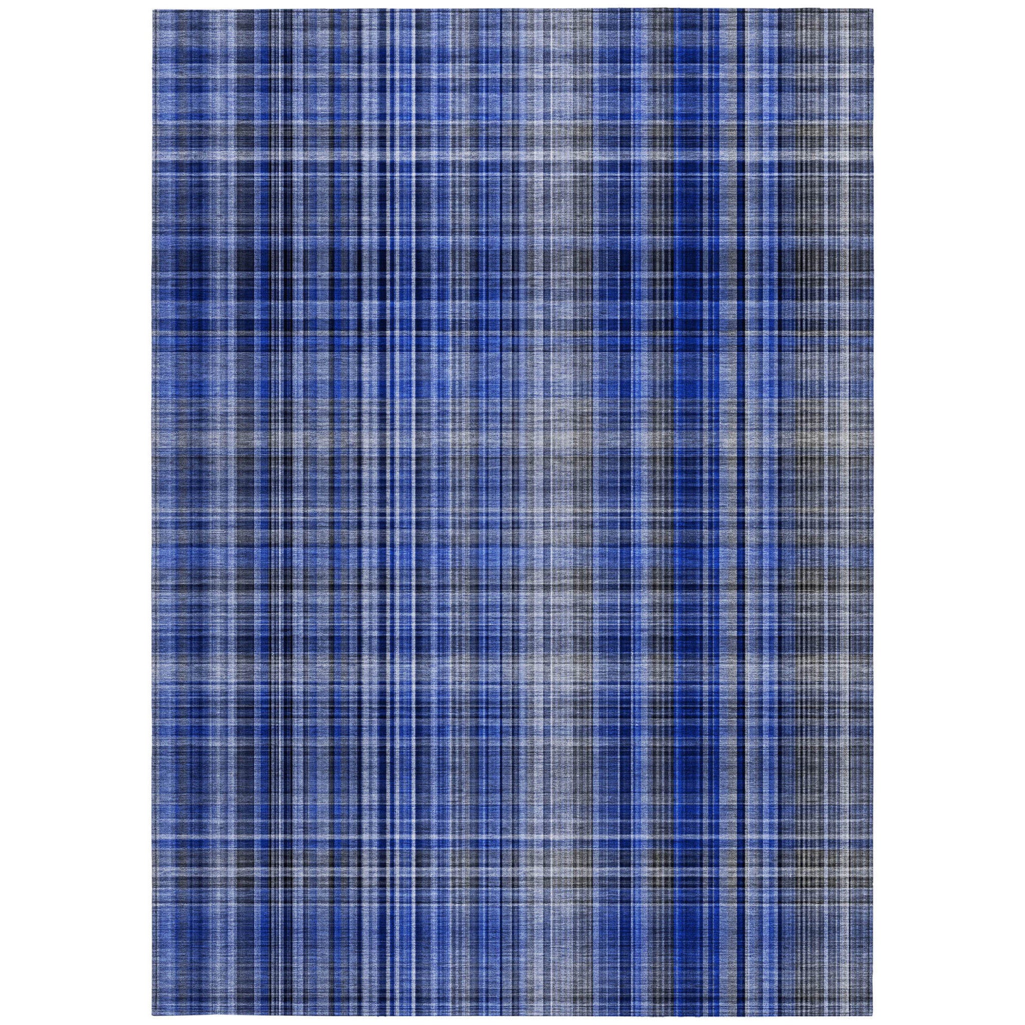 Stylish and Practical Washable Polyester Plaid Indoor-Outdoor Non-Skid and Stain-Resistant Area Rug Ideal for Homes with Pets