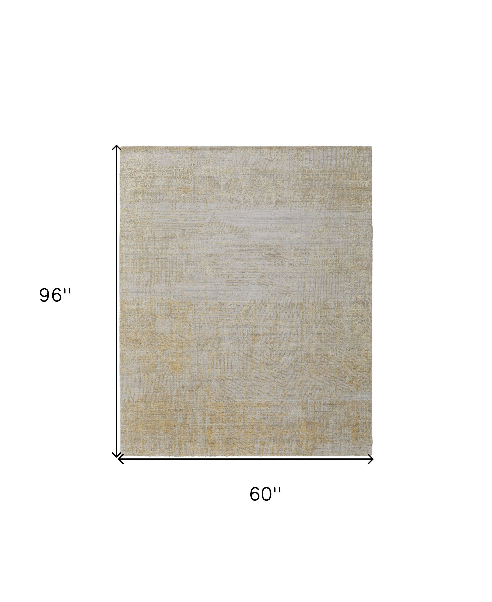 Exquisite Hand-Woven Abstract Area Rug in Ivory and Yellow for a Cozy Home