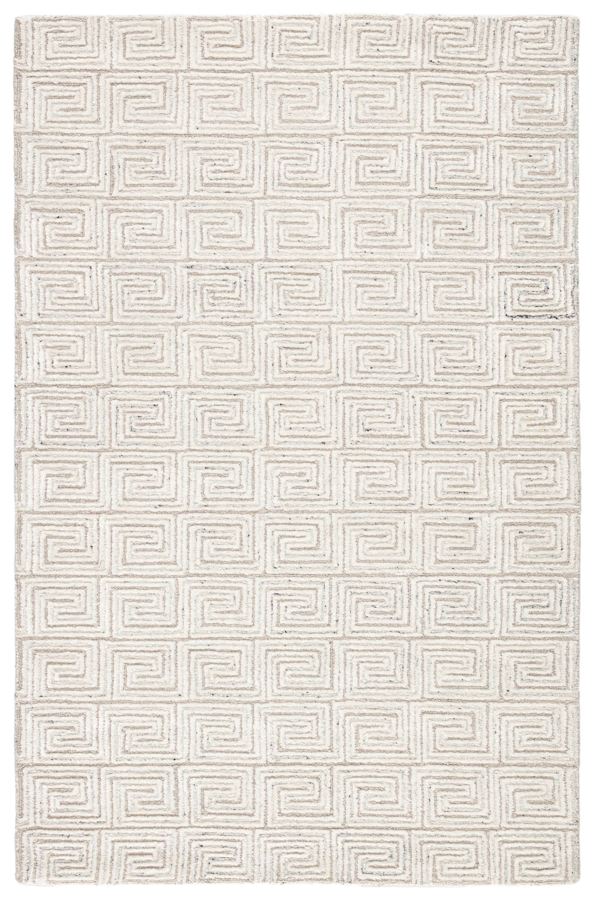 Luxurious Hand - Tufted Area Rug with Chic Greek Key Design in Viscose - Wool Blend