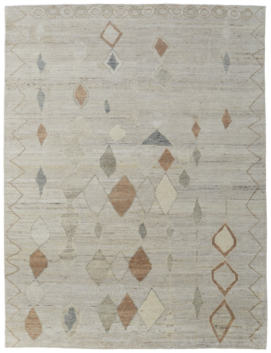 Exquisite Hand-Knotted Moroccan Wool Area Rug in Tan, Brown, and Gray for Stylish Homes