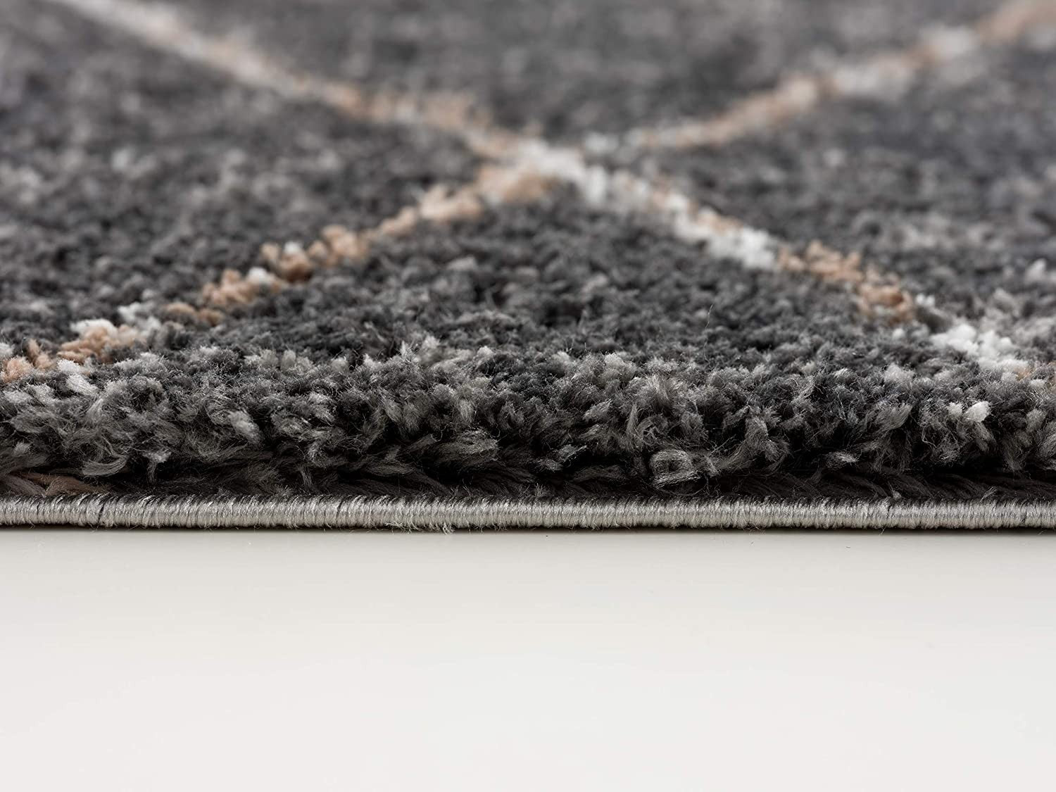 Luxurious Soft Gray Polyester Area Rug with Distressed Lines for Stylish Indoor Spaces