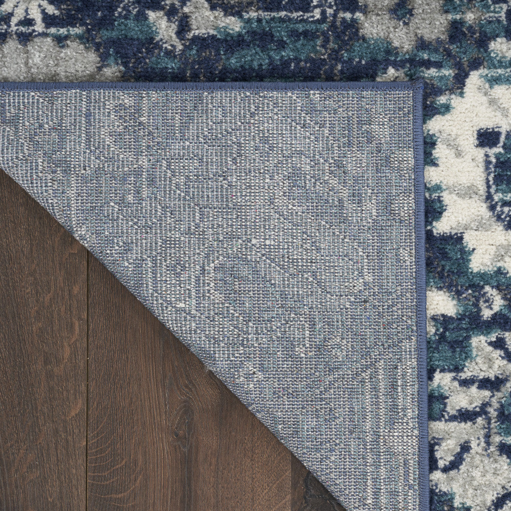 5' x 7' Navy Blue Floral Distressed Power Loom Area Rug - Ideal Elegant Design for Creating Cozy Living Spaces