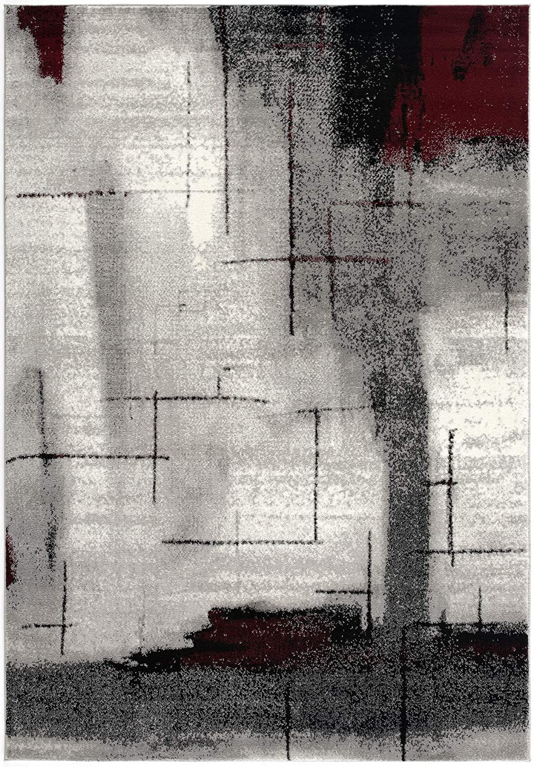 Stylish Gray Abstract Power Loom Area Runner Rug for Home - Enhance Your Living Space with High - Quality Artistic Design