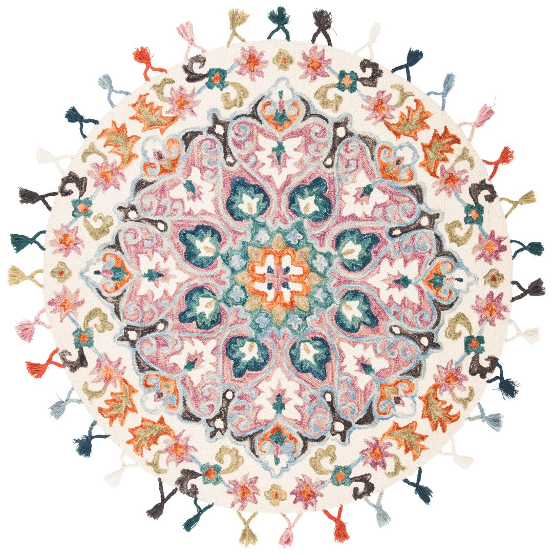 Luxurious Hand-Tufted Round Wool Pile Rug from India for Home Decor