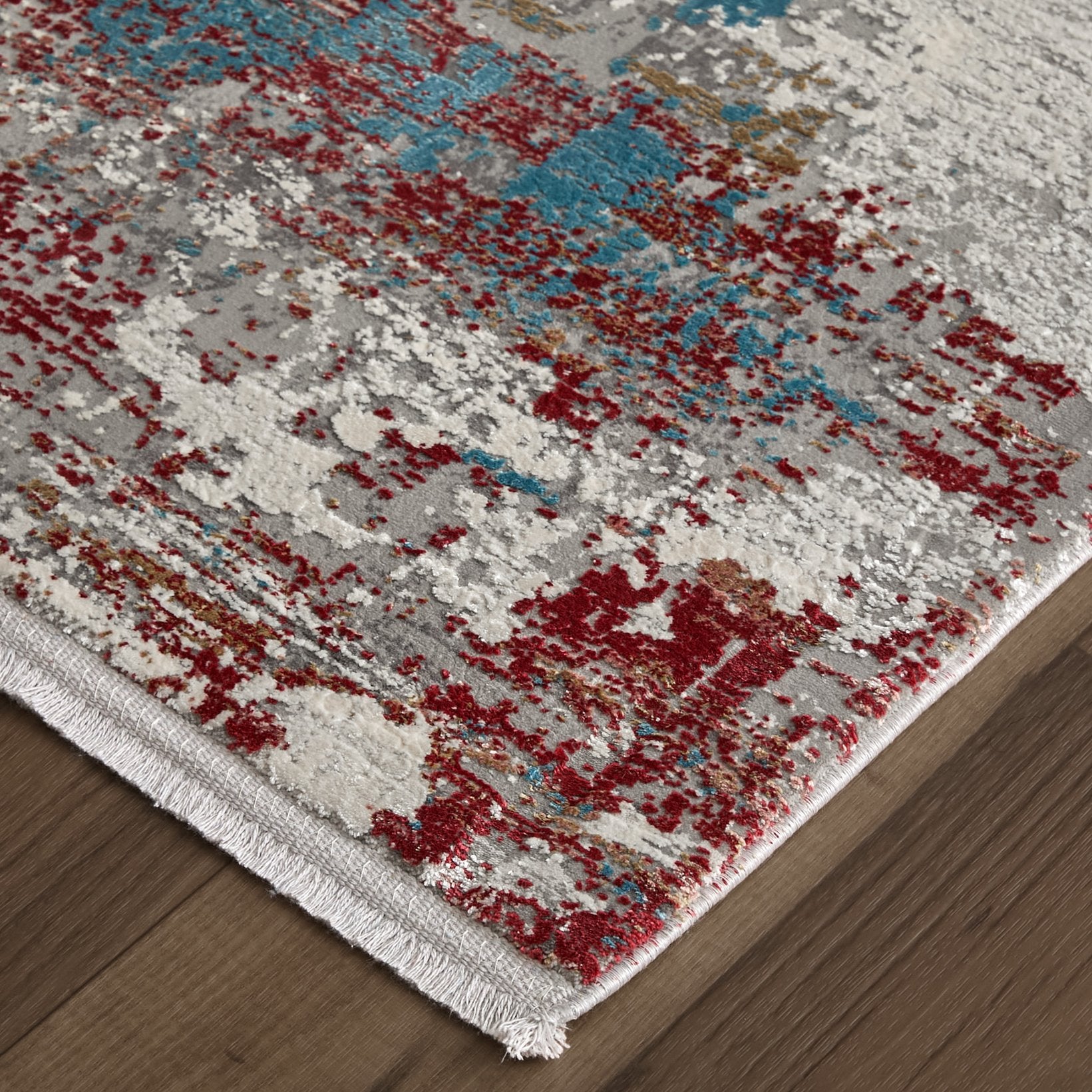 Cadiz Collection: Spanish Architecture-Inspired Elegant Machine-Woven Viscose/Acrylic Abstract Rug