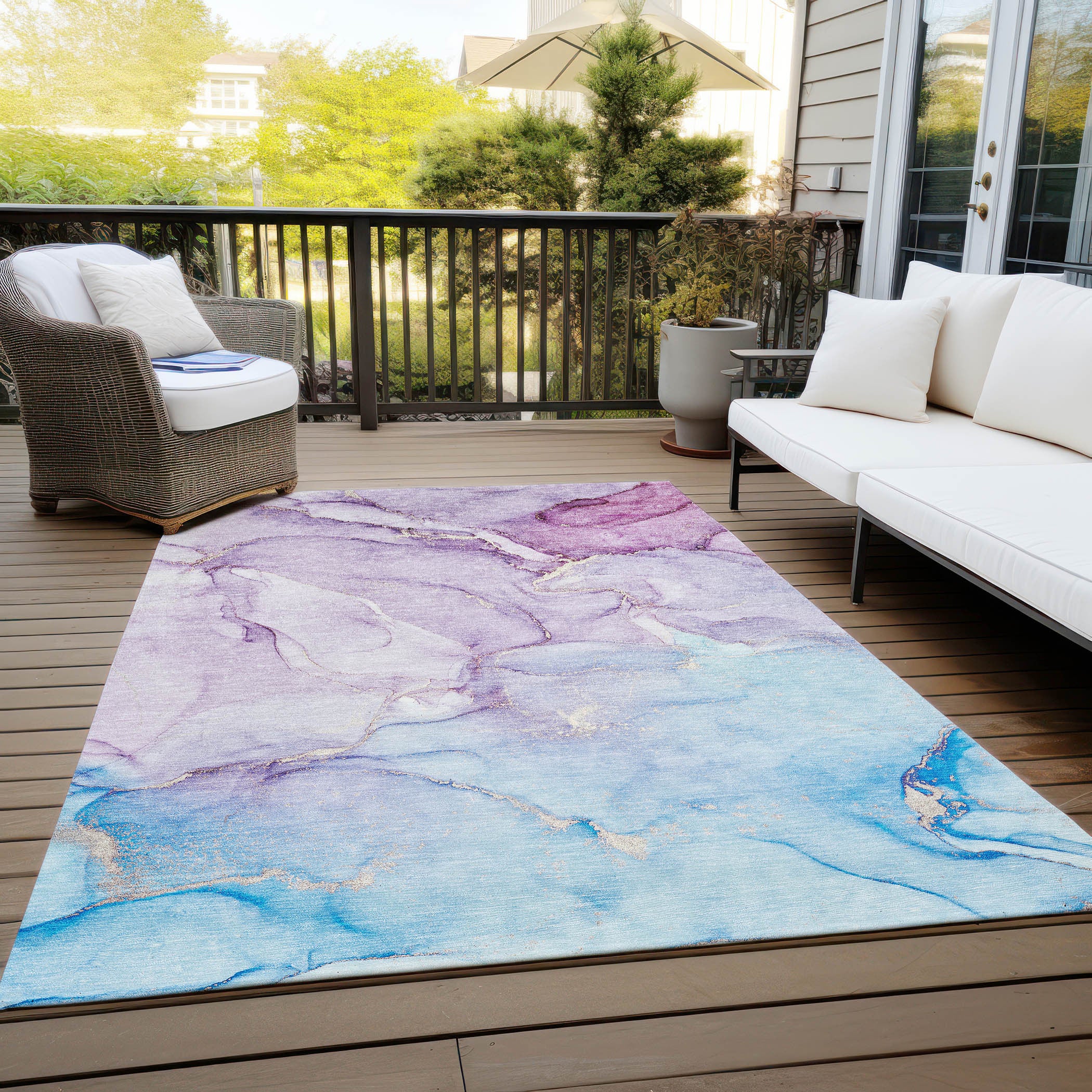 Stylish and Functional 8-Foot Abstract Washable Runner Rug for Indoor and Outdoor Use with Stain Resistant and Non-Skid Design